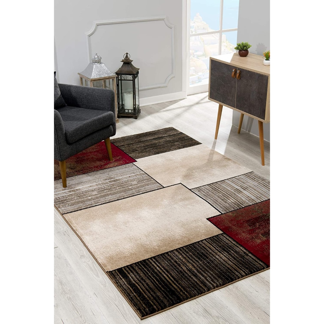 HomeRoots 4000394001 2 x 4 (ft) Olefin Brown Rectangular Indoor Abstract Area rug