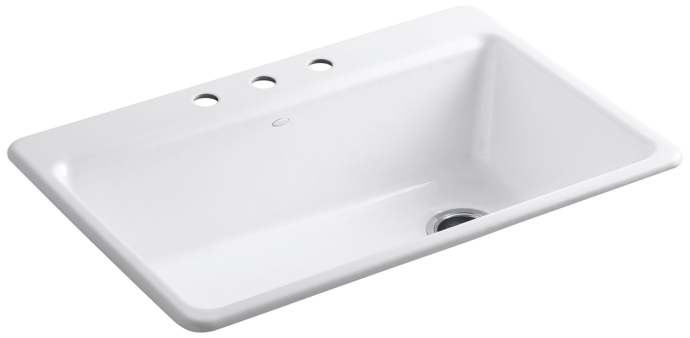 Kohler Riverby Drop In 33 In X 22 In White Cast Iron Single Bowl 3 Hole