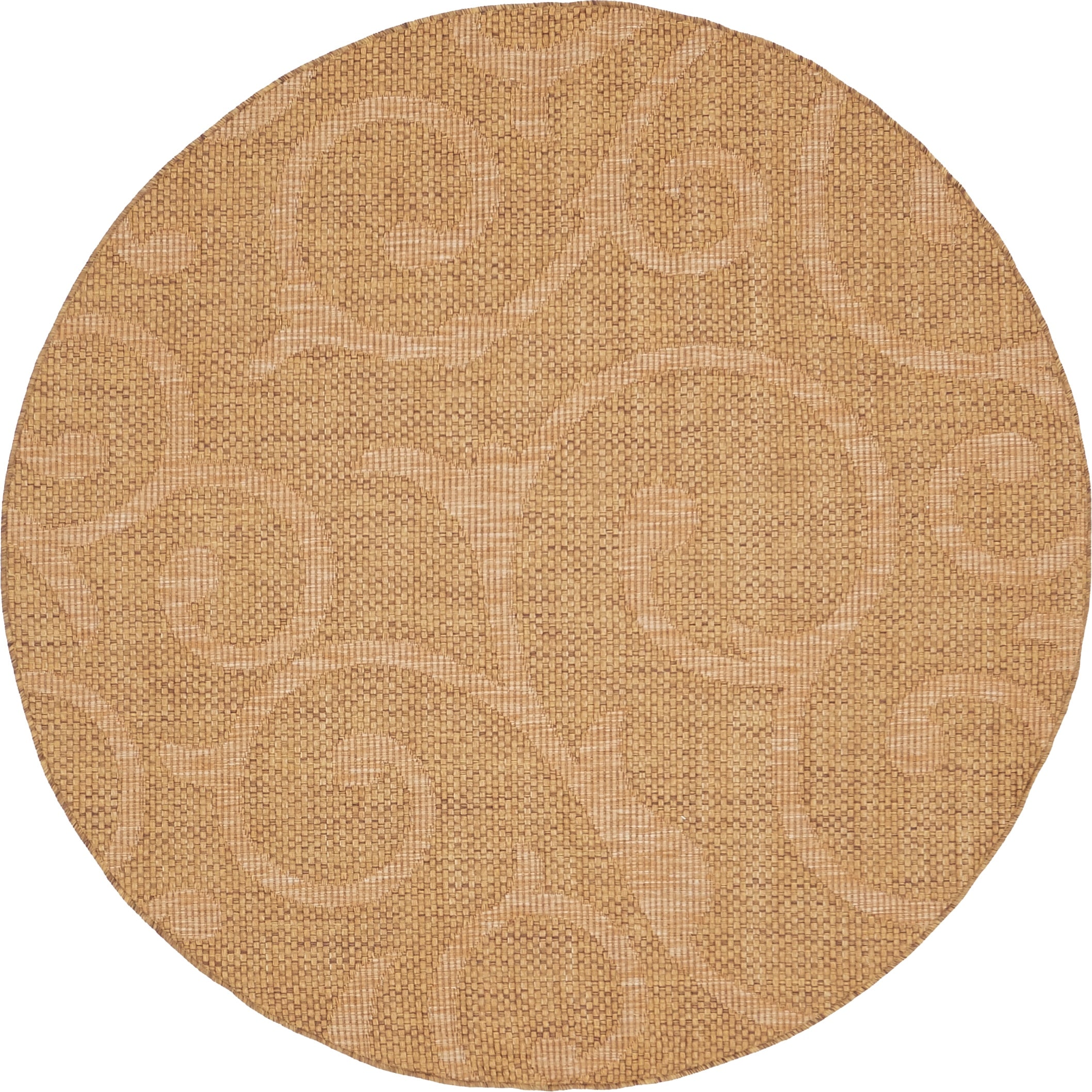 Unique Loom 3140592 Vine Outdoor 6 x 6 (ft) Loomed Polypropylene Brown/Beige Round Indoor/Outdoor Damask Bohemian/Eclectic Area rug