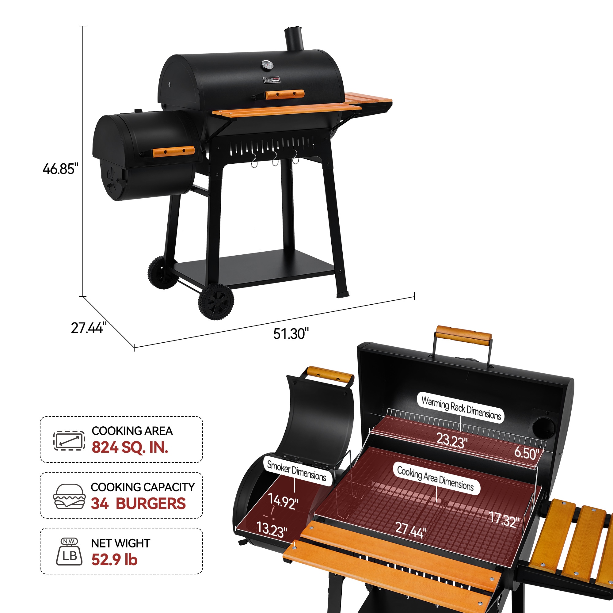 Royal Gourmet CC1831W Charcoal-Grills - View #12
