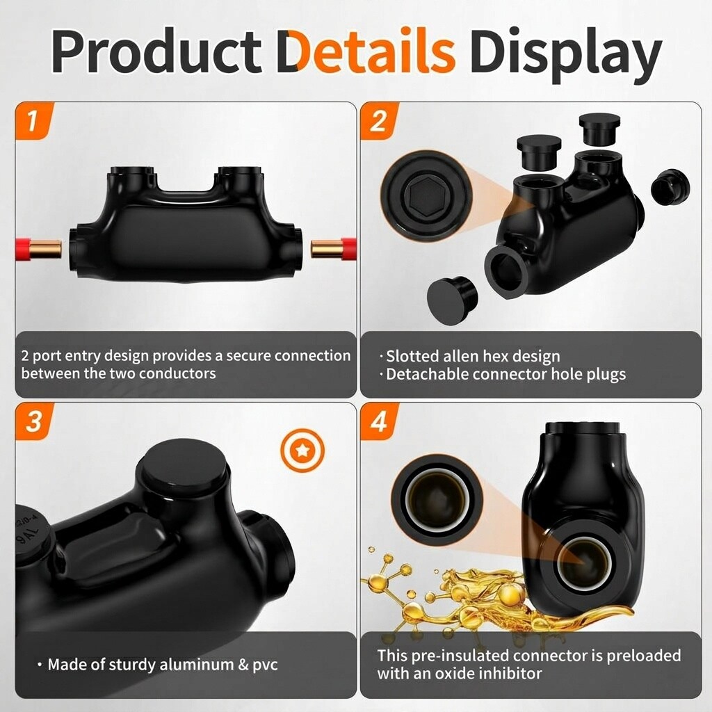 Etokfoks Insulated Inline Splice Connector 2 0 6 Gauge Aluminum to ...
