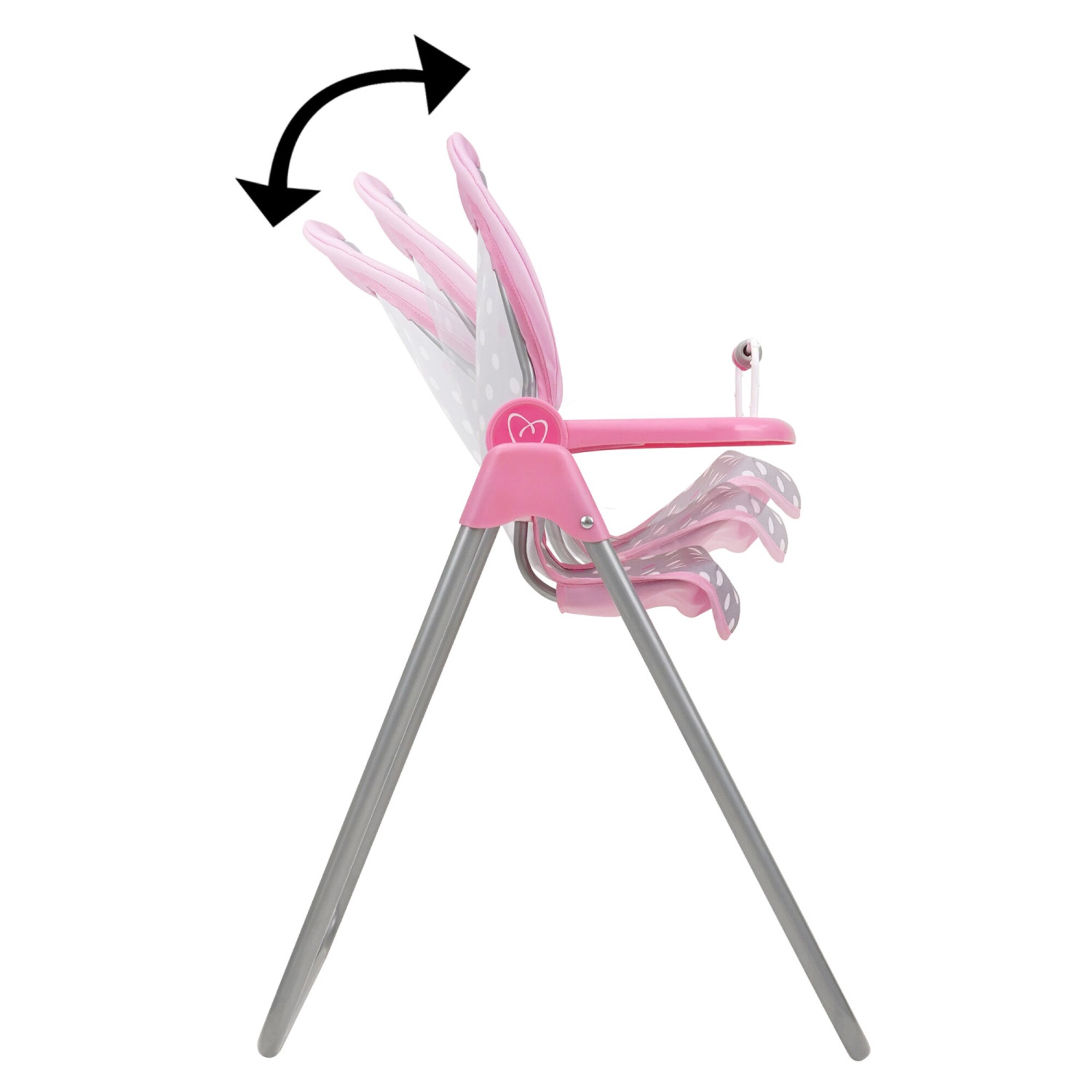 Cotton Candy Pink and Gray Polka Dot Doll Highchair