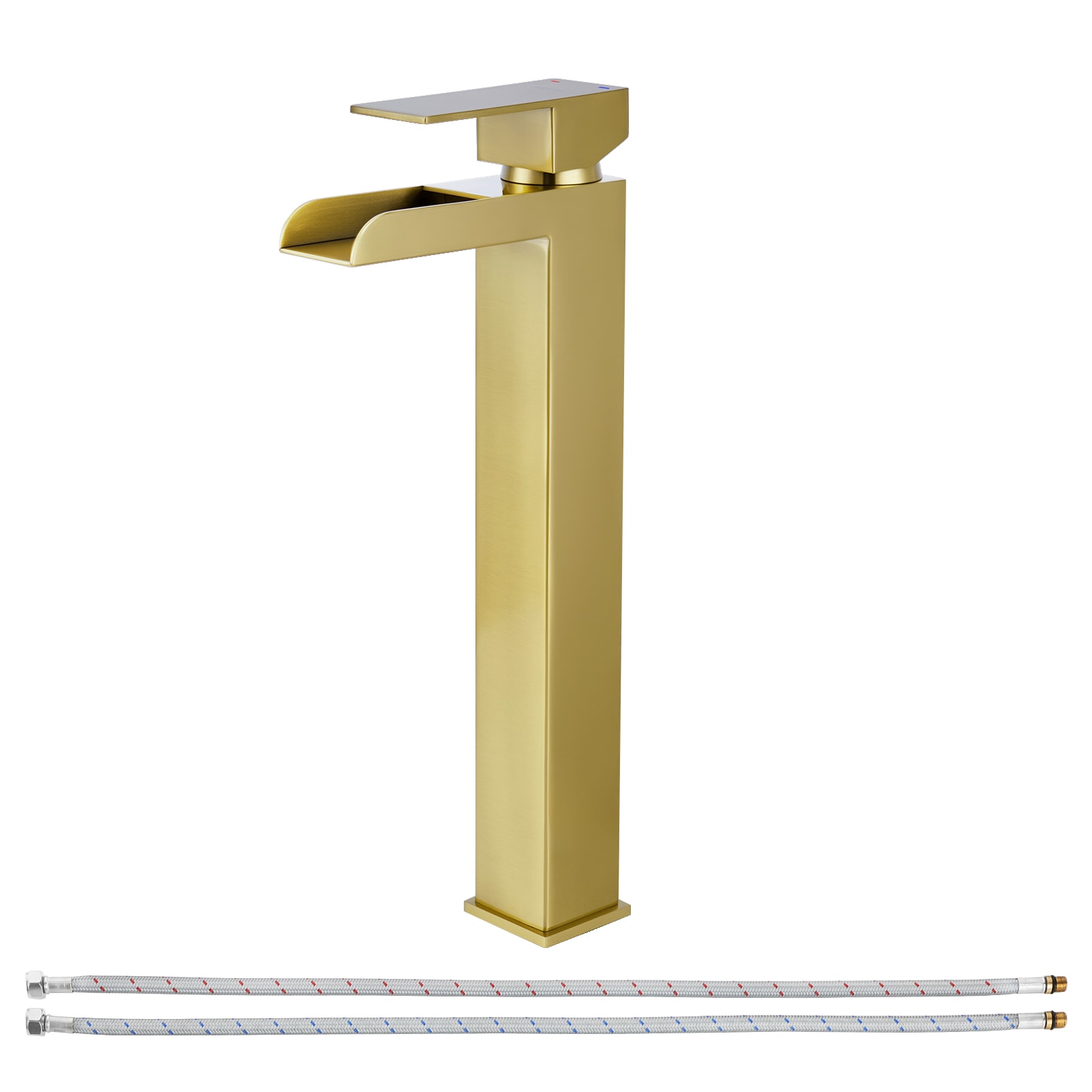 PARLOS 1441108D Arce Brushed Gold Vessel 1-handle Waterfall Residential Handle Bathroom Sink Faucet