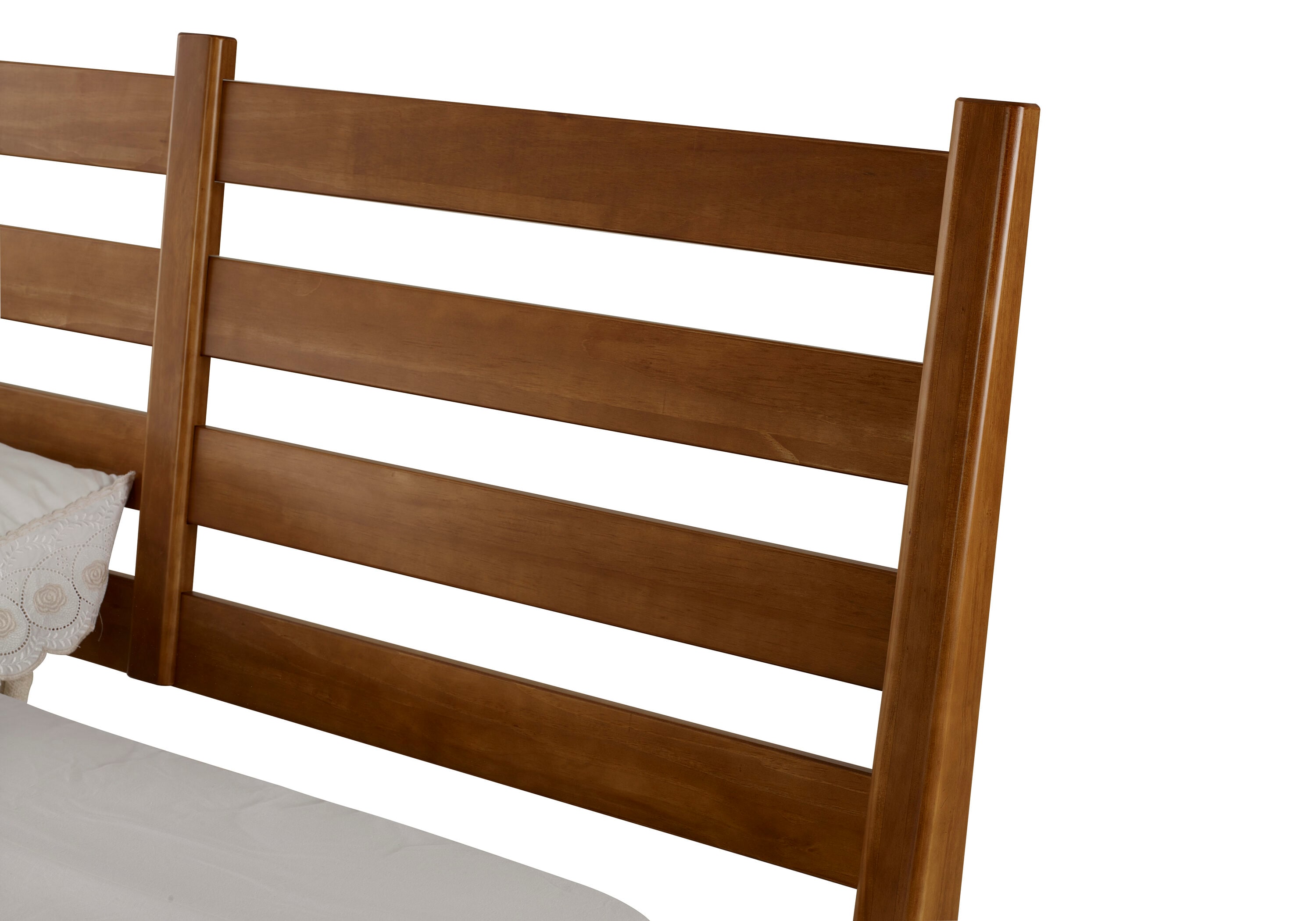 Castanho Pine Wood Queen Platform Bed with Slatted Headboard