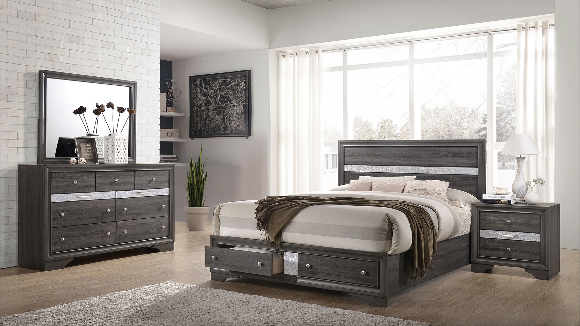 Galaxy 808857969781 Gray King Bedroom Set
