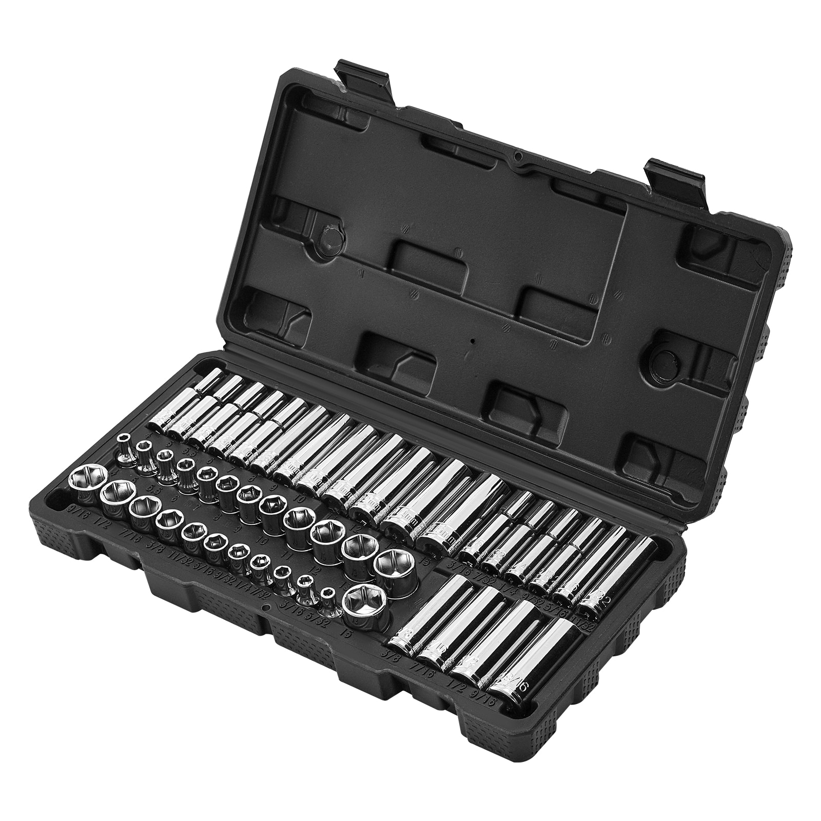 Tinyhomie Socket Set 46 Pieces 1/4 inch Drive Socket Tool Set SAE and Metric Size Deep and Standard Mechanic Tool Kit with Storage Case Chrome Plated CR-V Alloy Steel for Automotive Repair