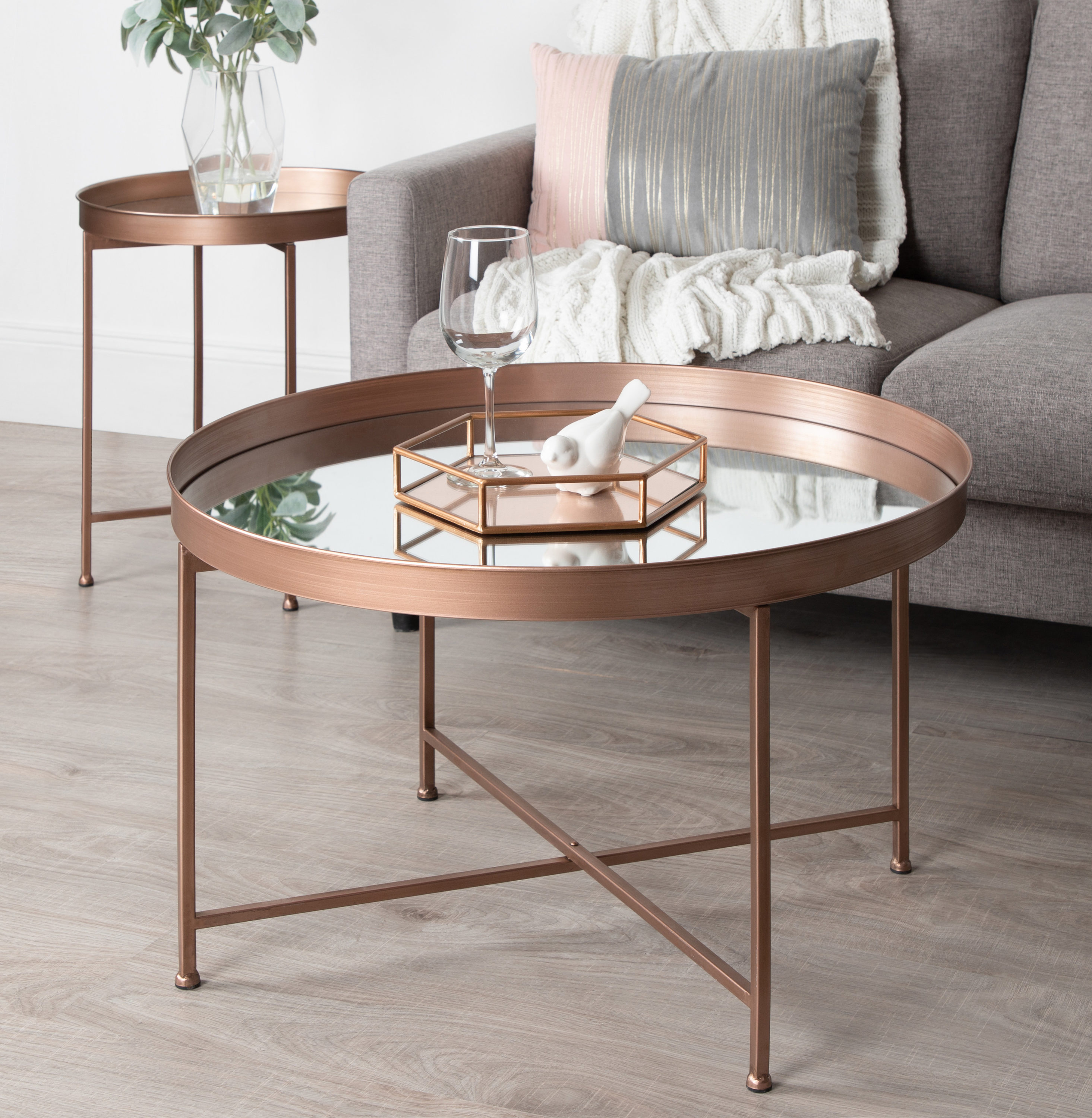 Kate and Laurel Celia Silver Glass Casual Coffee Table in the