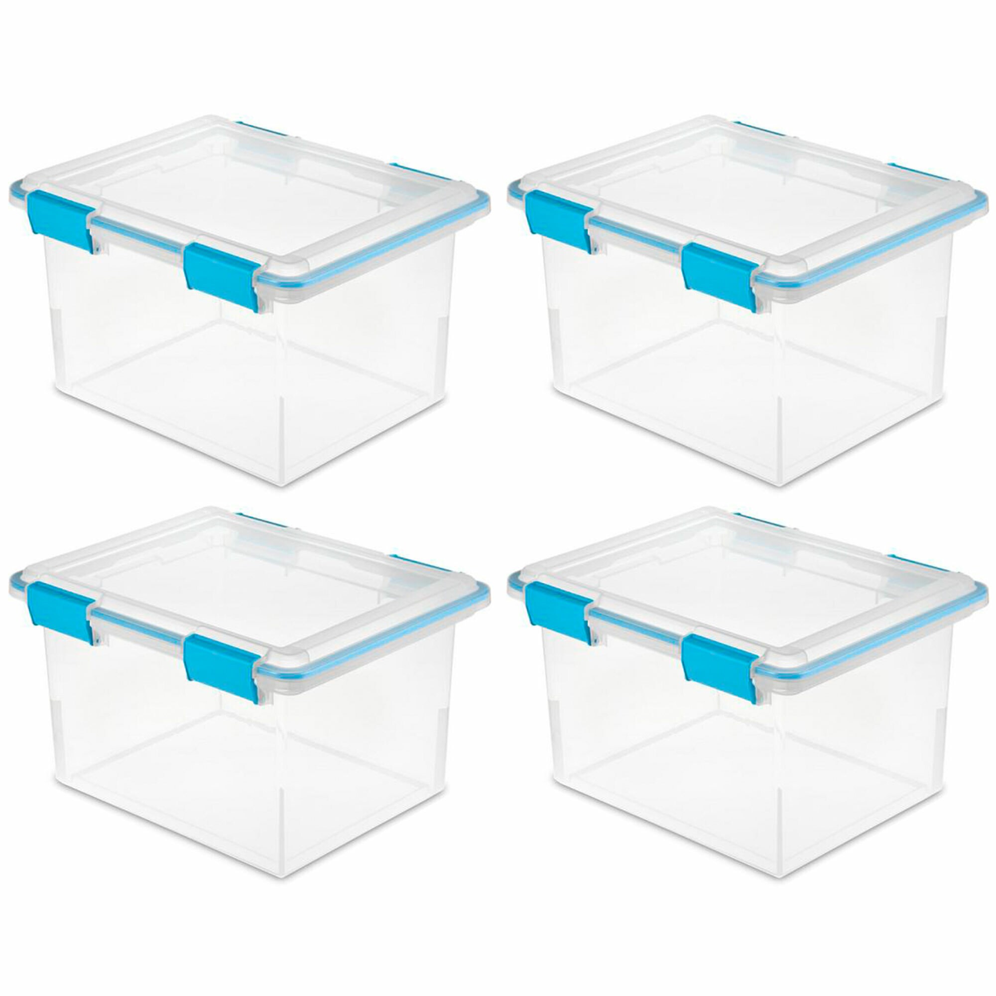 Sterilite 32 Quart Gasket Box with Clear Base and Lid (4 Pack)