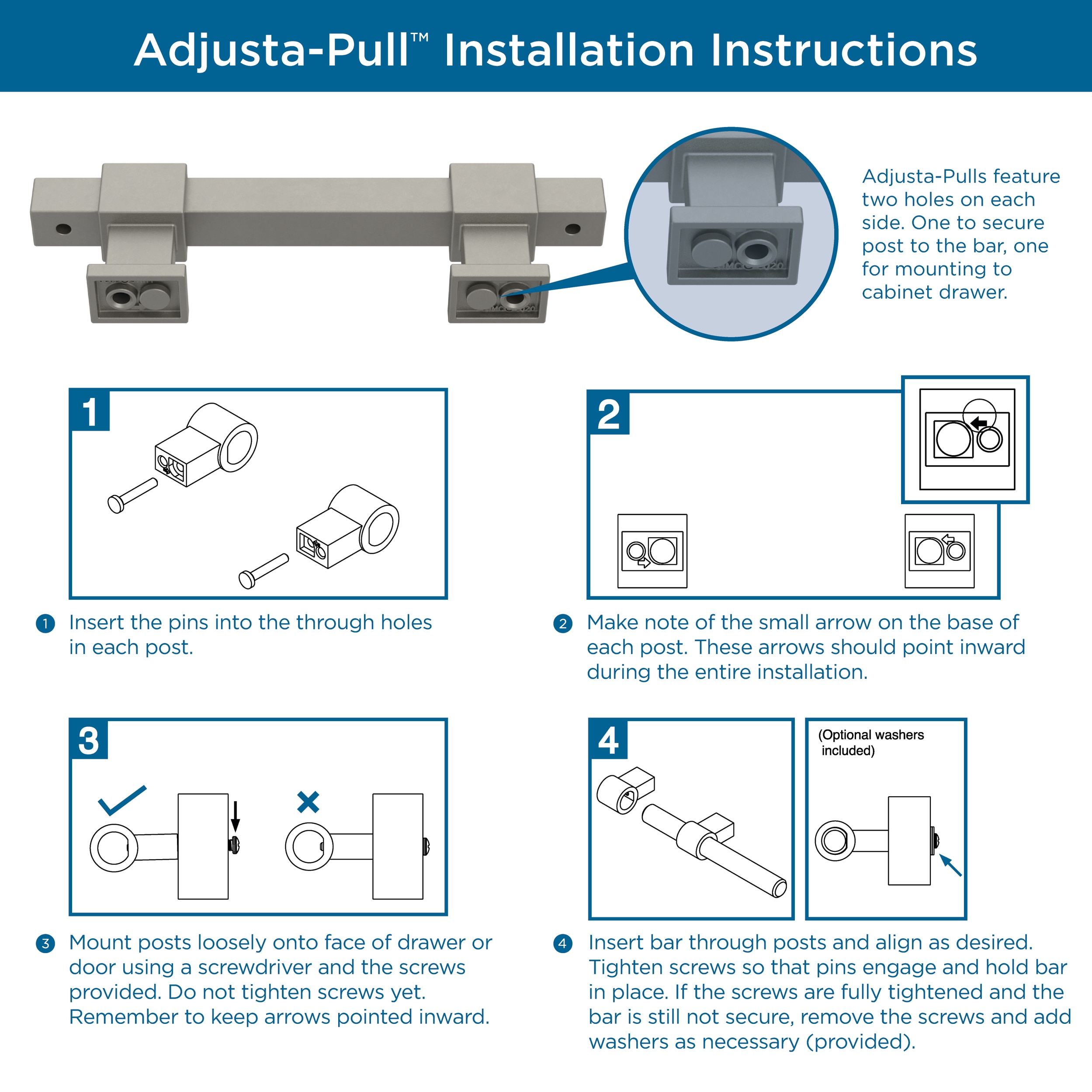 Franklin Brass Square Bar Adjusta-Pull 1-3/8-in To 4-in Center To ...