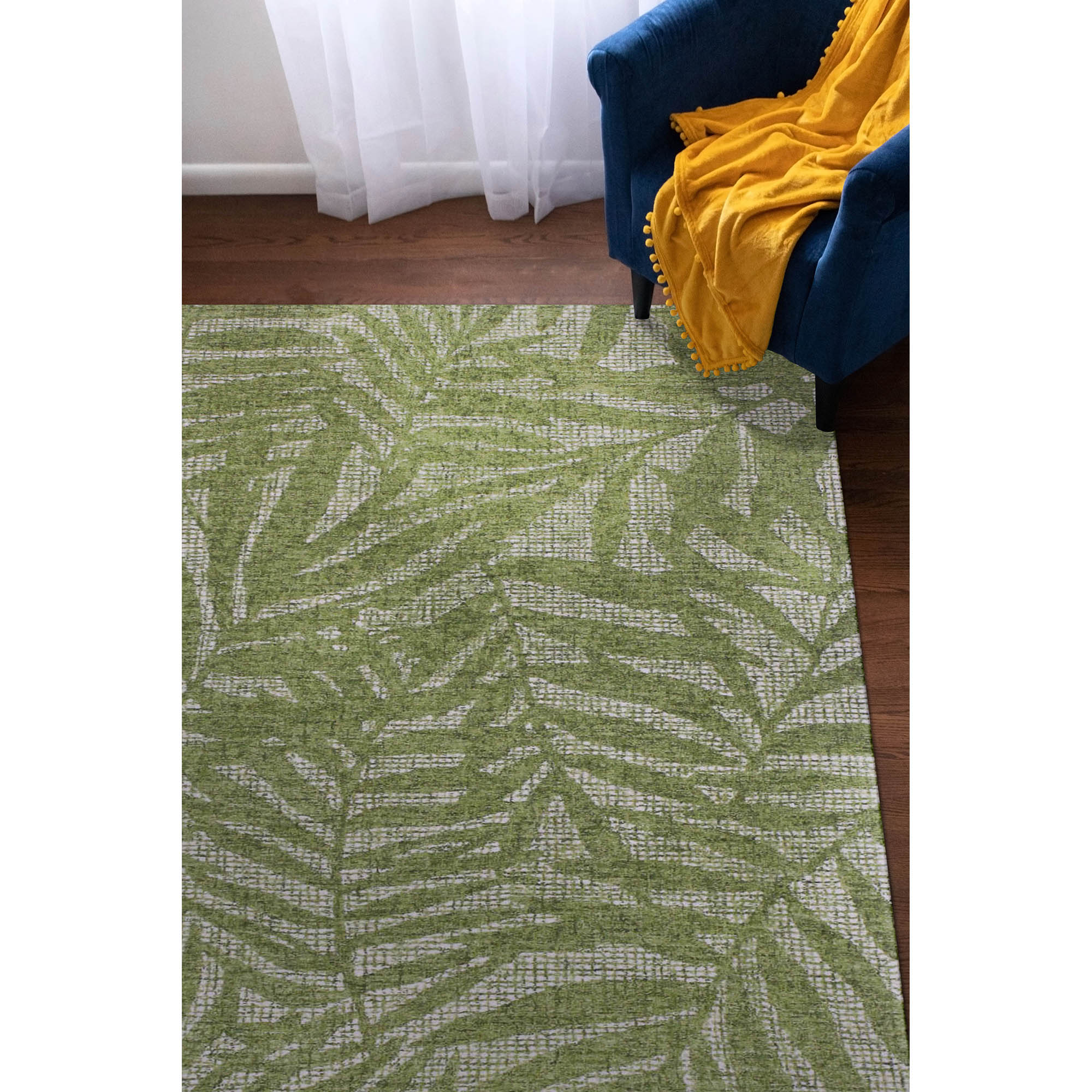 Linon Indoor Outdoor Washable Apia Polyester Area 5'x7' Rug in Ivory and  Green, 1 - Kroger