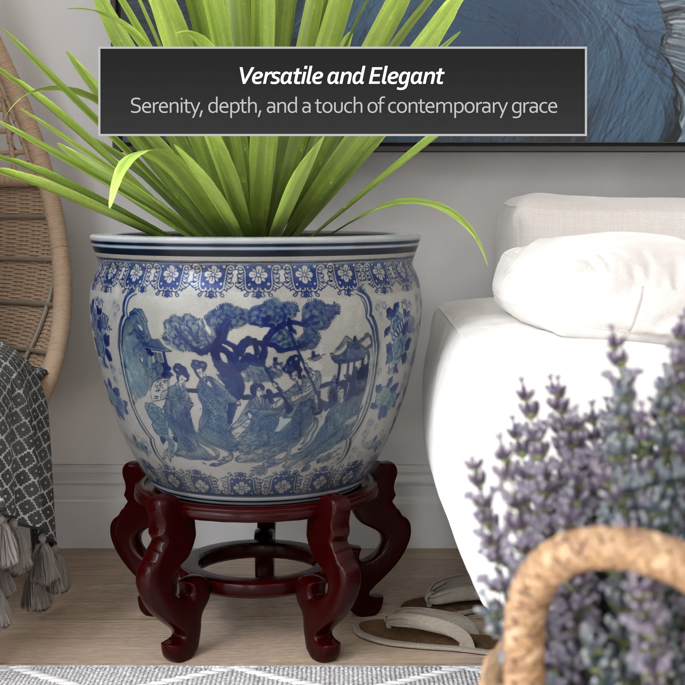 Oriental Furniture BW-20FISH-BWLD Planter-Window-Box - View #5