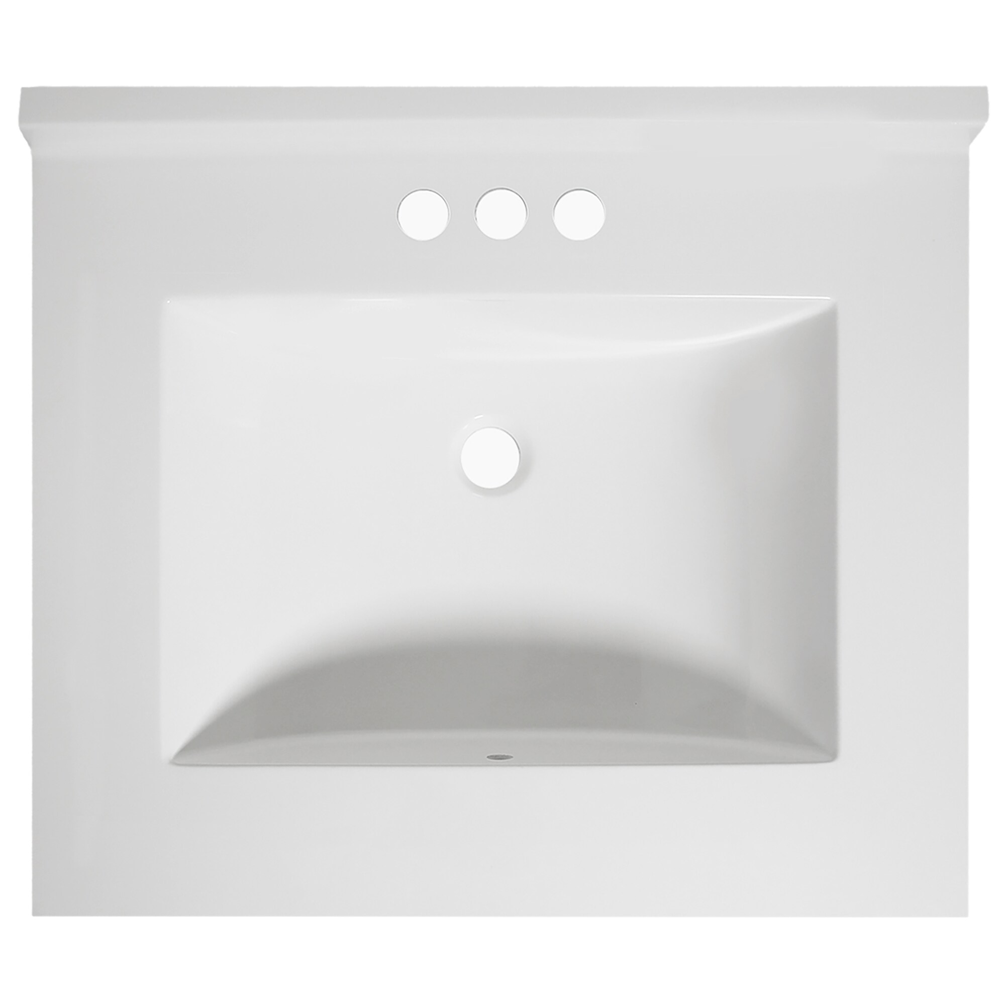 25-Inch Solid White Cultured Marble Vanity Top with Backsplash