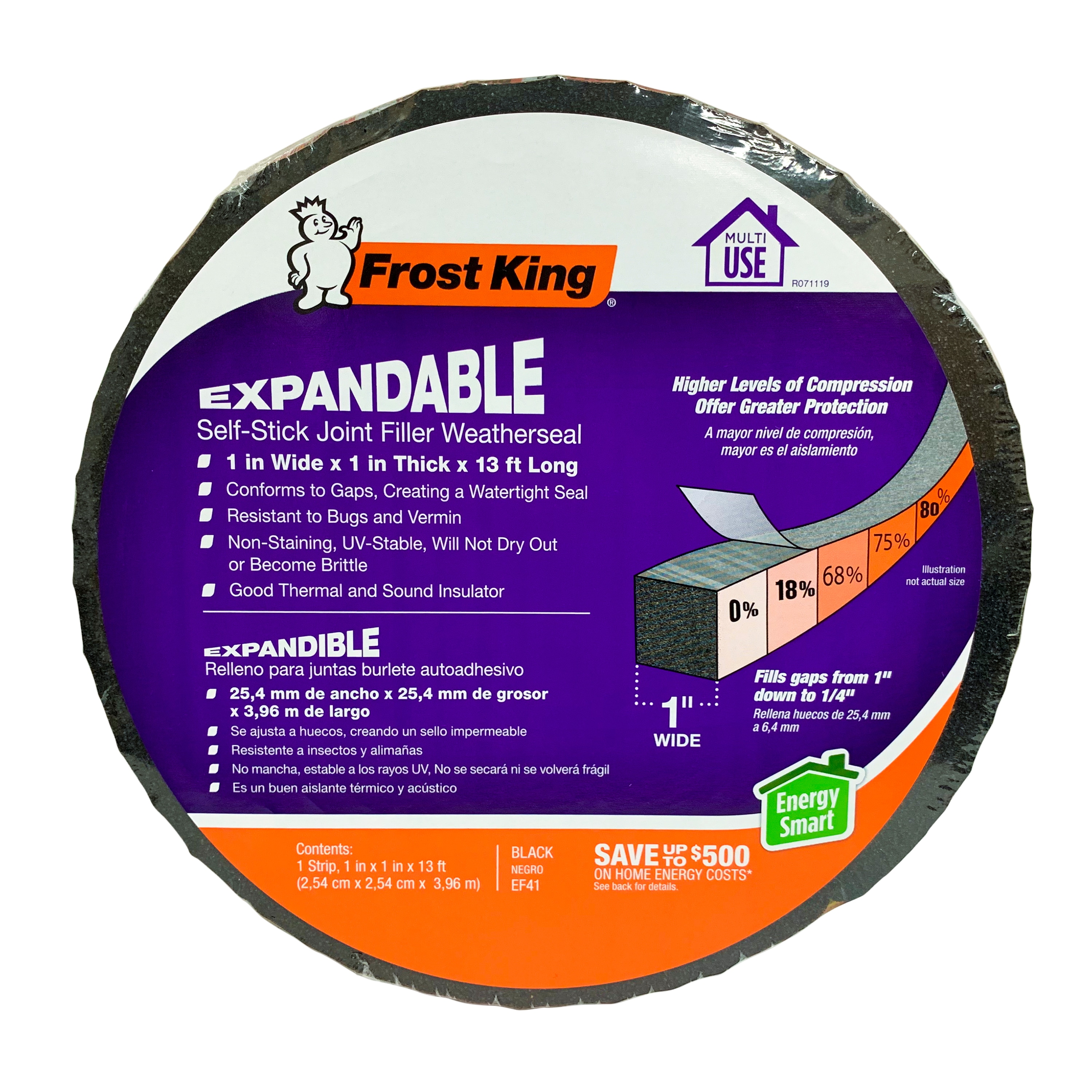 Frost King R738 7/16 Inch By 10 Foot Black Rubber Foam Weather Seal With  Self Stick Tape: Self Stick Rubber, Silicone, EDPM Weather Strip  (077578012230-2)