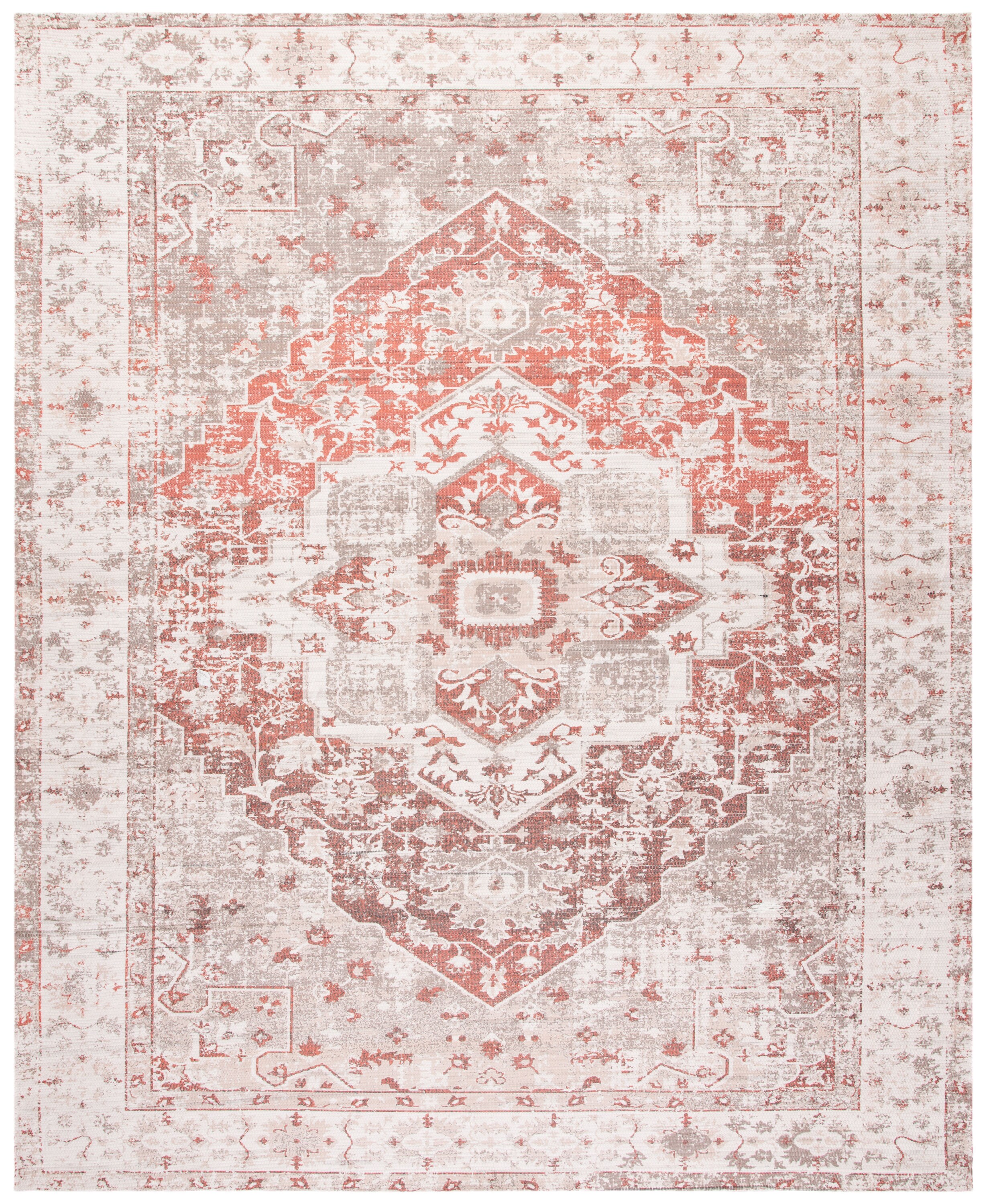 Safavieh SFN389A-8 Saffron Frida 8 x 10 (ft) Loomed Polyester Ivory/Rust Rectangular Indoor Distressed/Overdyed Vintage Area rug