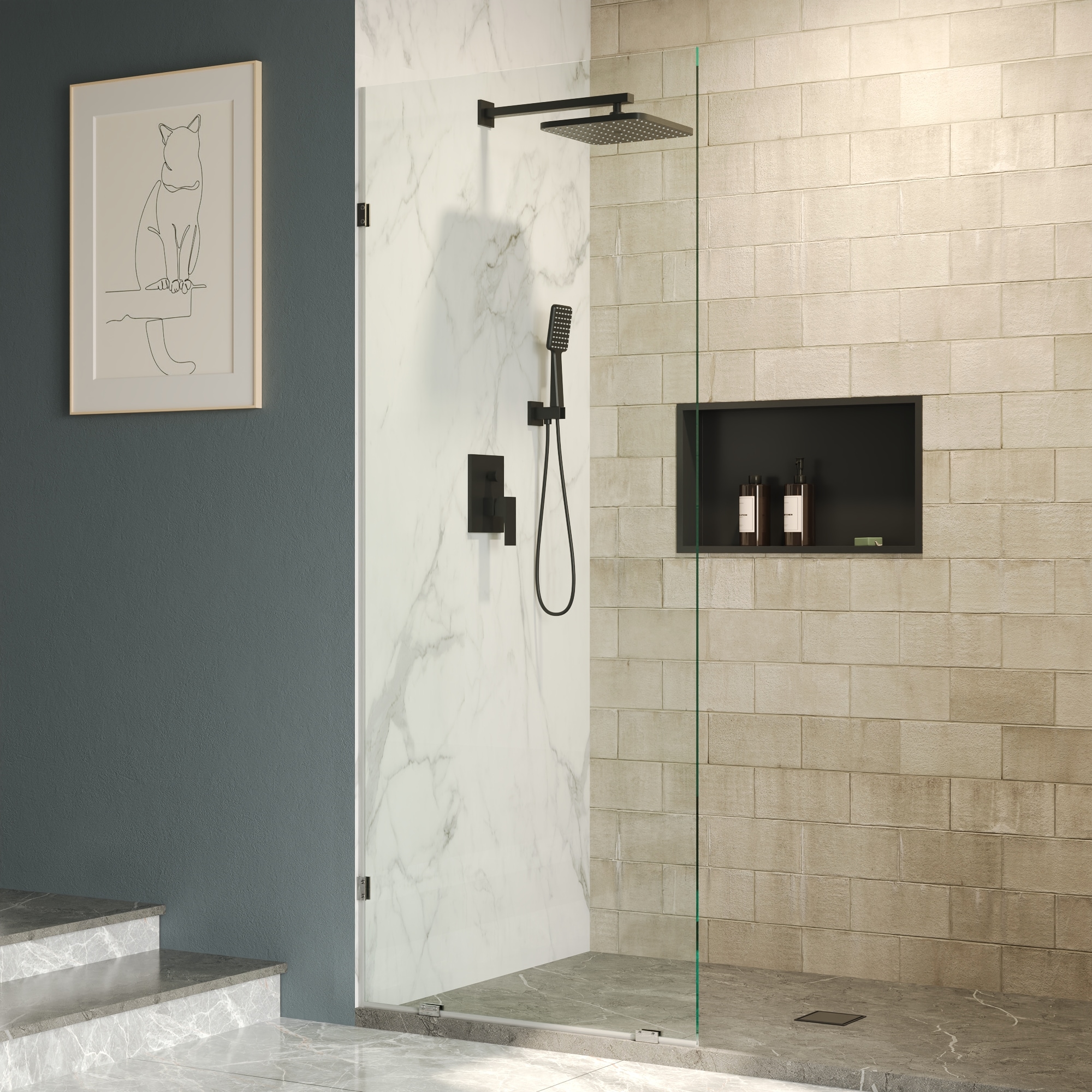 DeerValley DV-1SD0221S Ally Chrome 32-in W x 78-in H Frameless Fixed Shower Door 3/8-in Thick Clear Glass