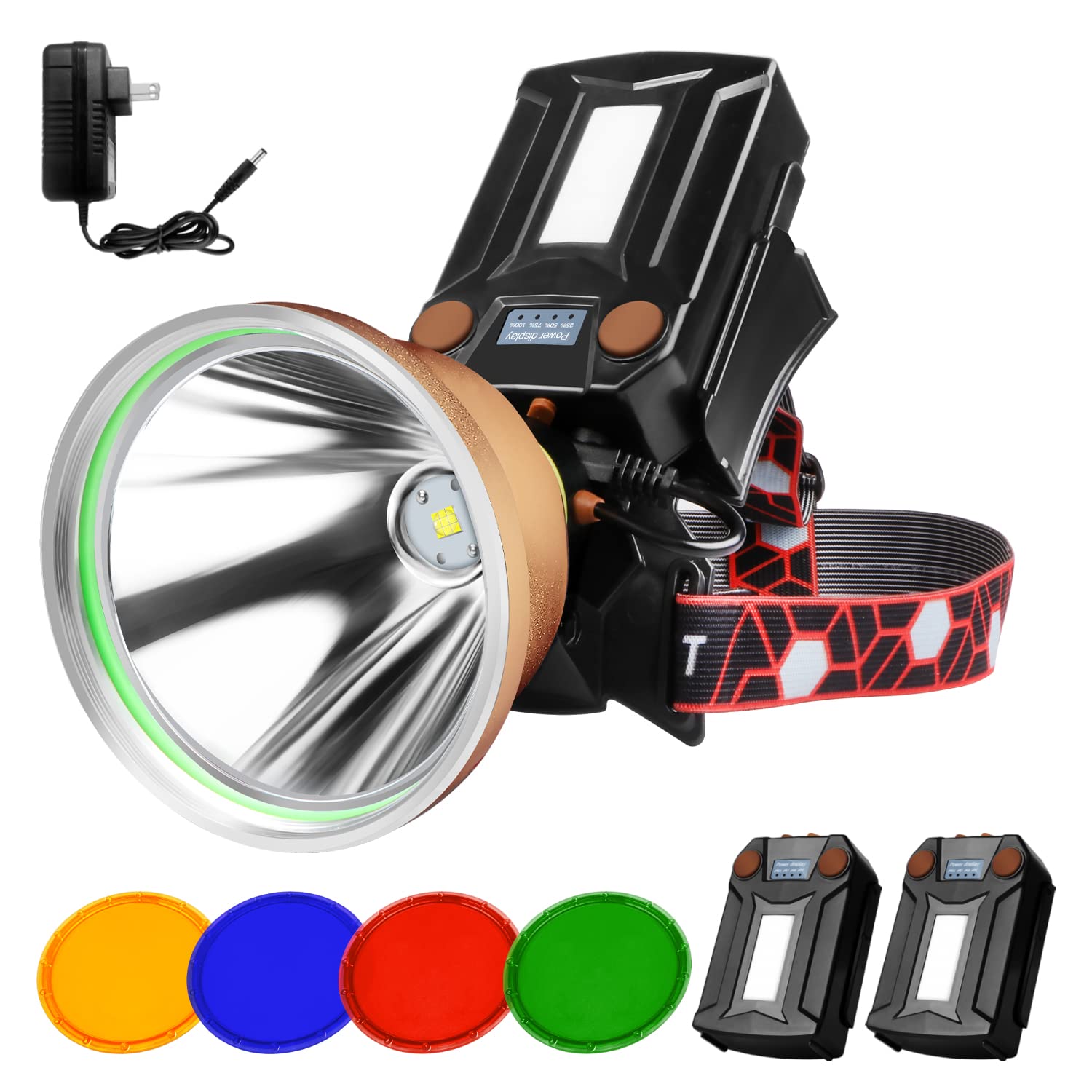 KHKFY  Coon Hunting Lights High Power LED Headlamp Super Bright renewable power Headlight Waterproof Outdoor Spotlight Flashlight Portable Green