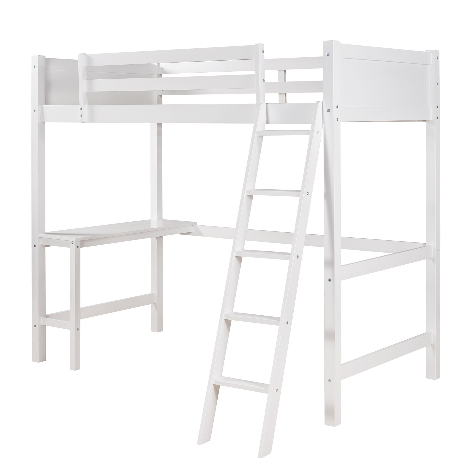 CASAINC LY-WF198463AAK Loft Bed White Twin Loft Bunk Bed
