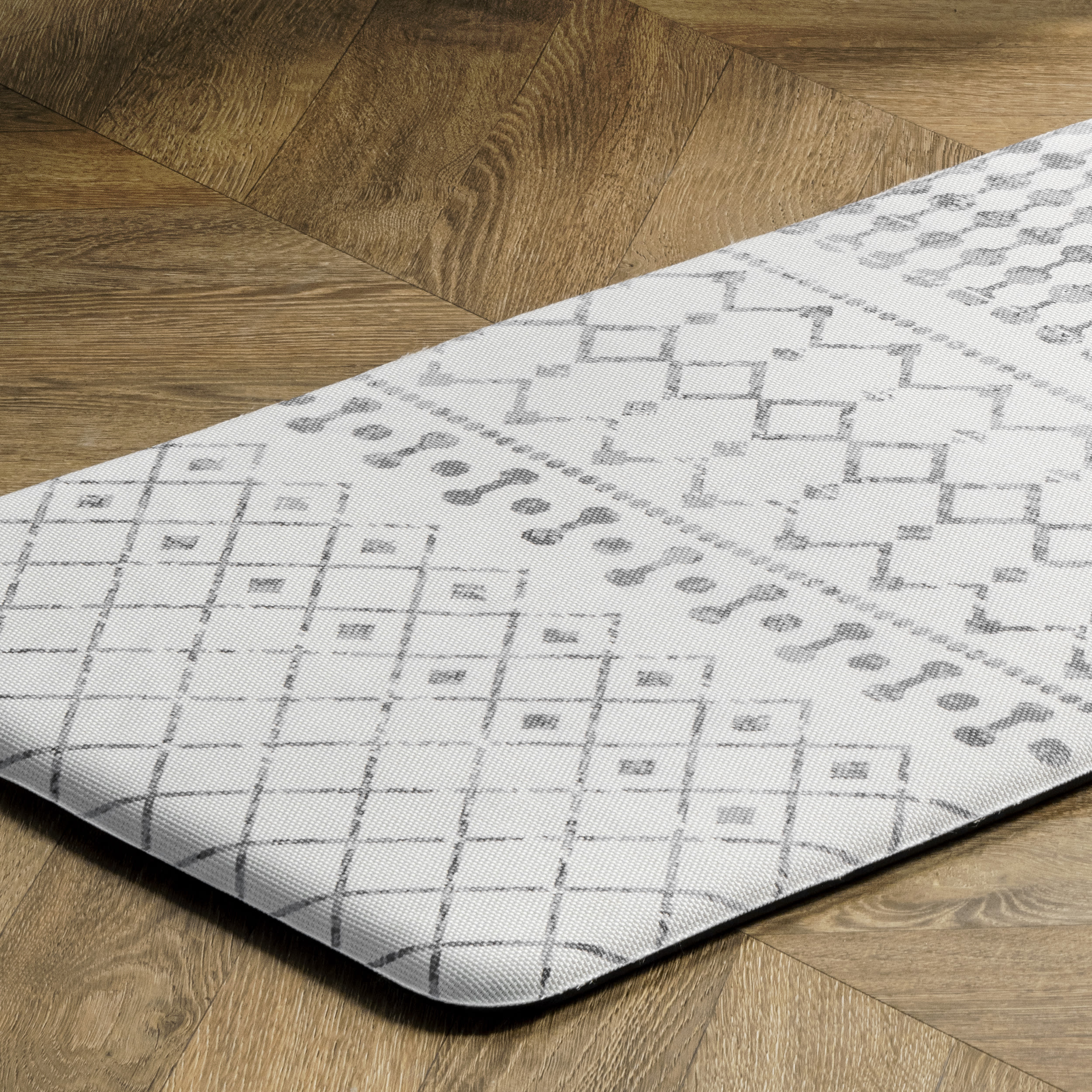 Light Gray Moroccan Pattern Anti-Fatigue Comfort Mat 18" x 30"