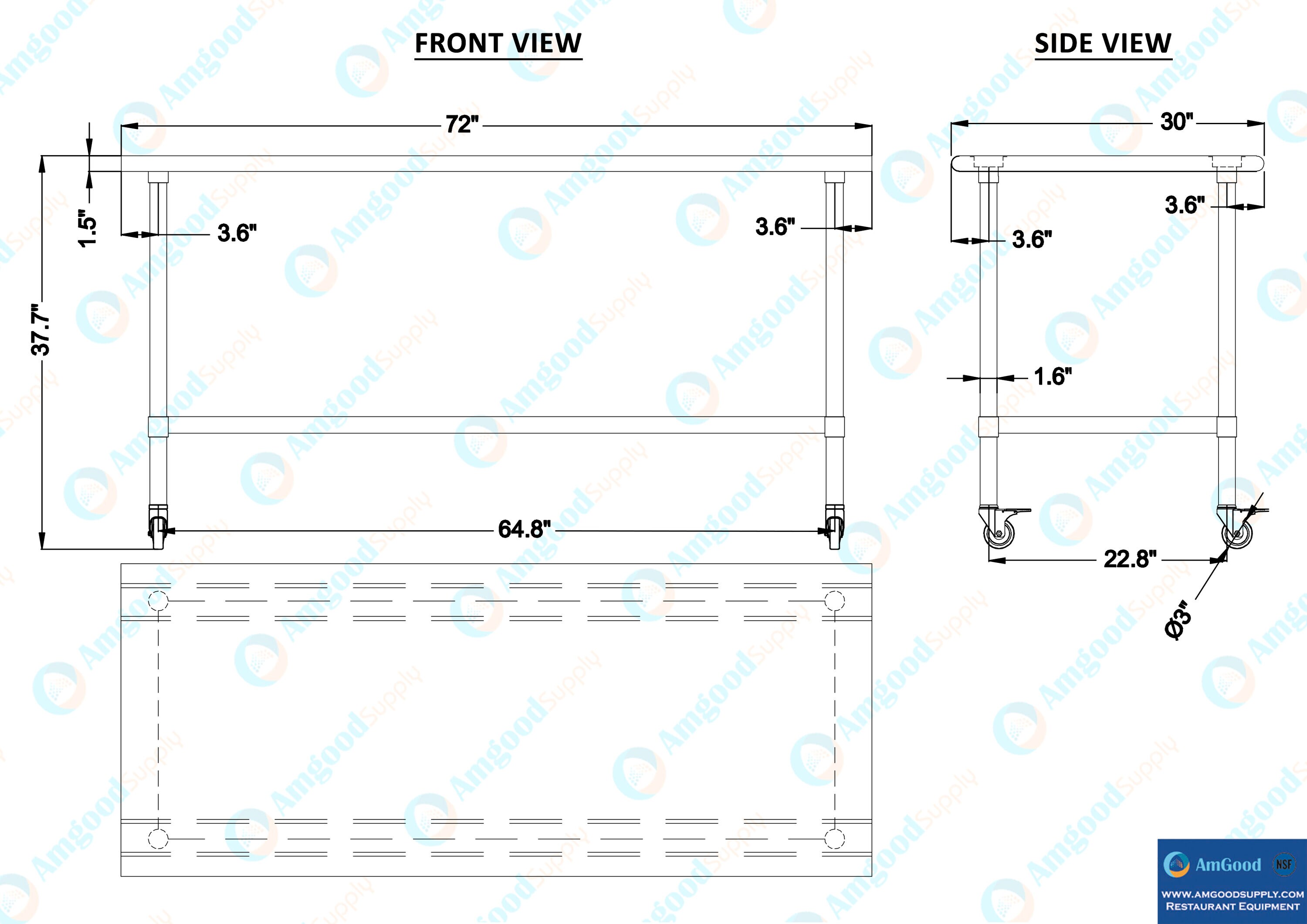 Amgood LWT-3072-WHEELS Kitchen-Furniture - View #5