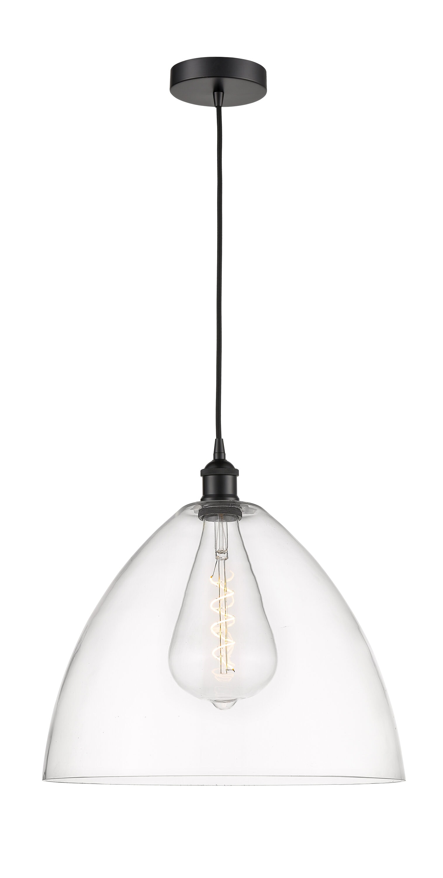 Innovations Lighting Edison Dome 1 -Light Matte Black, Clear Industrial Dome Medium Outdoor Hanging Pendant Light