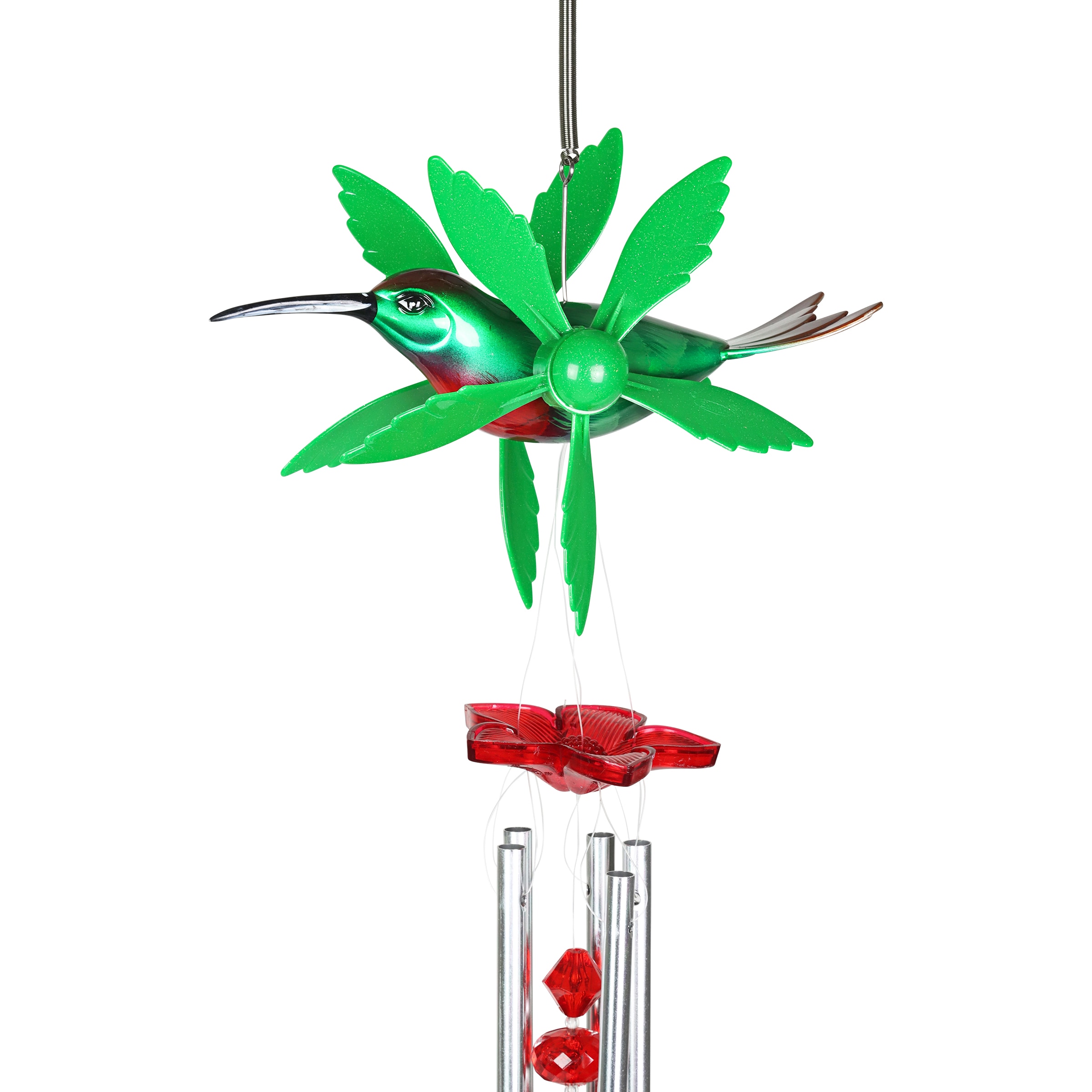 Exhart 40160-L 17.99-in MultiColor Metal Hummingbird Wind Chime