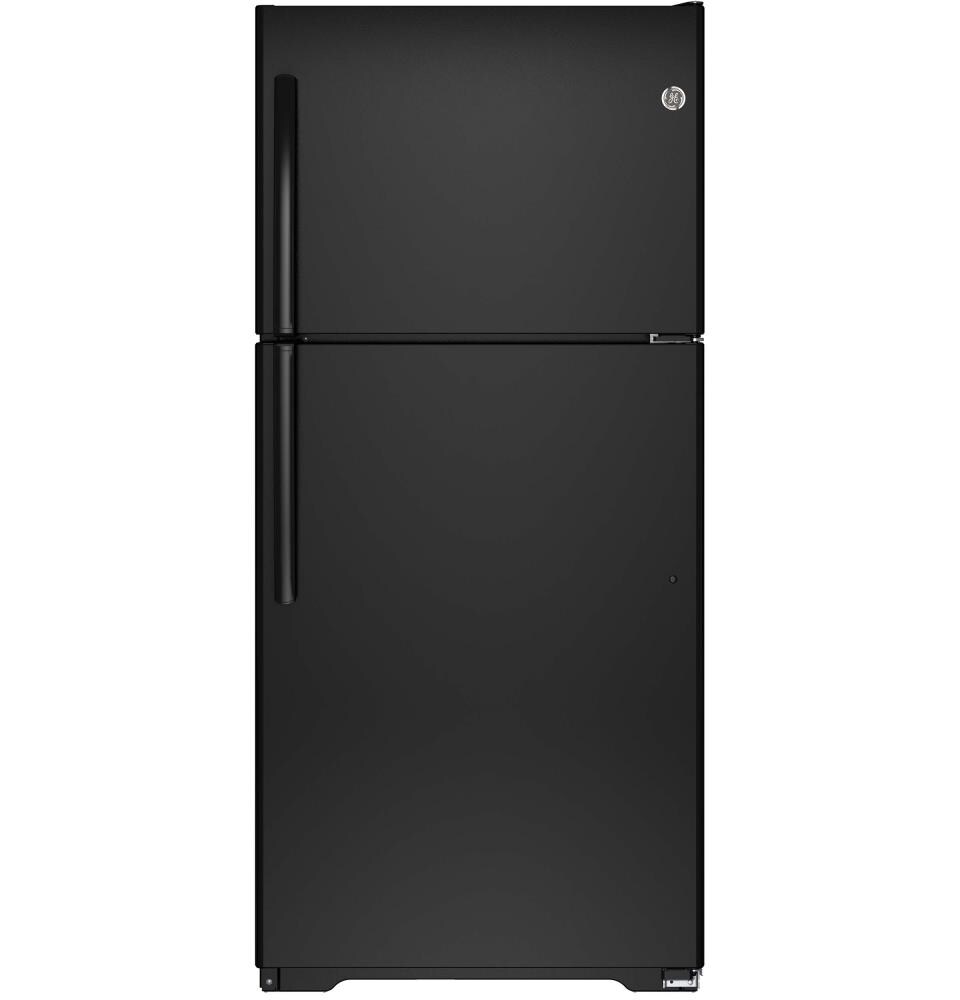 GE 18.2-cu ft Top-Freezer Refrigerator with Ice Maker (Black) ENERGY ...