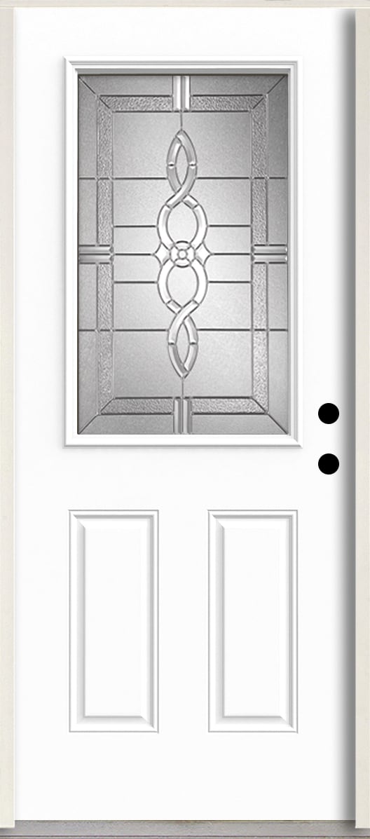 RELIABILT LO963544 Calista 36-in x 80-in x 4-5/8-in Fiberglass Half lite Left-hand inswing Modern White Paint Painted Prehung Front Door Insulating core