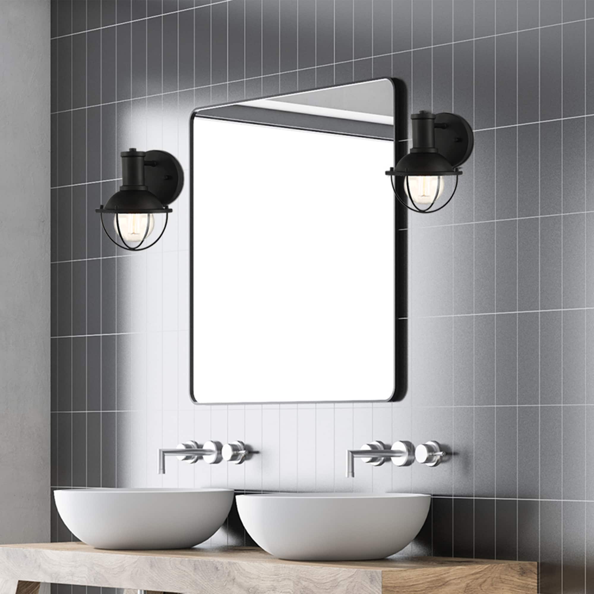 Matte Black Industrial Farmhouse Dimmable Wall Sconce