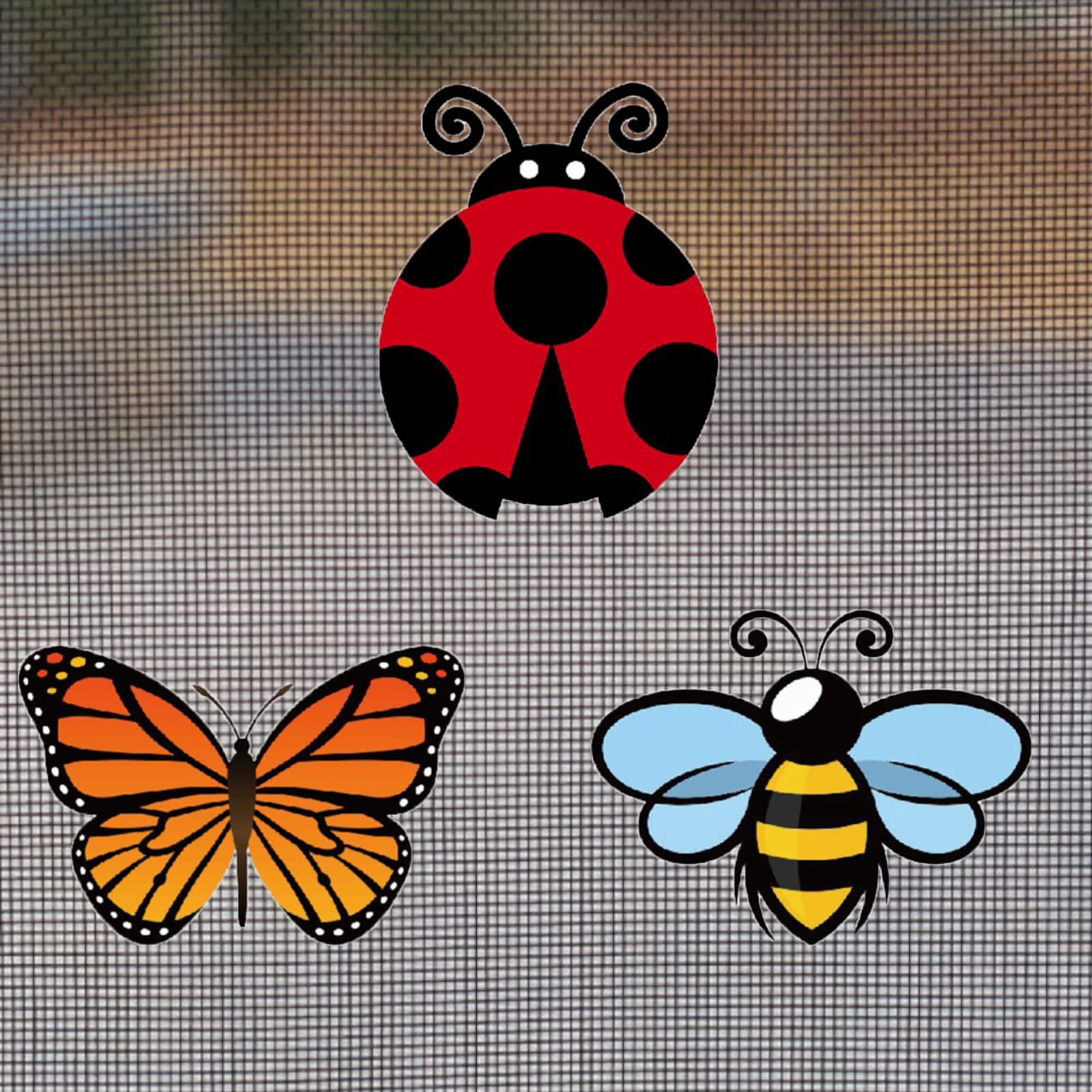 KHKFY  Flexible Screen Door Magnets 6 pcs Set Screen Door Protector Patch Covers Small Holes Includes Butterfly Bee Ladybug Decals Easy Install