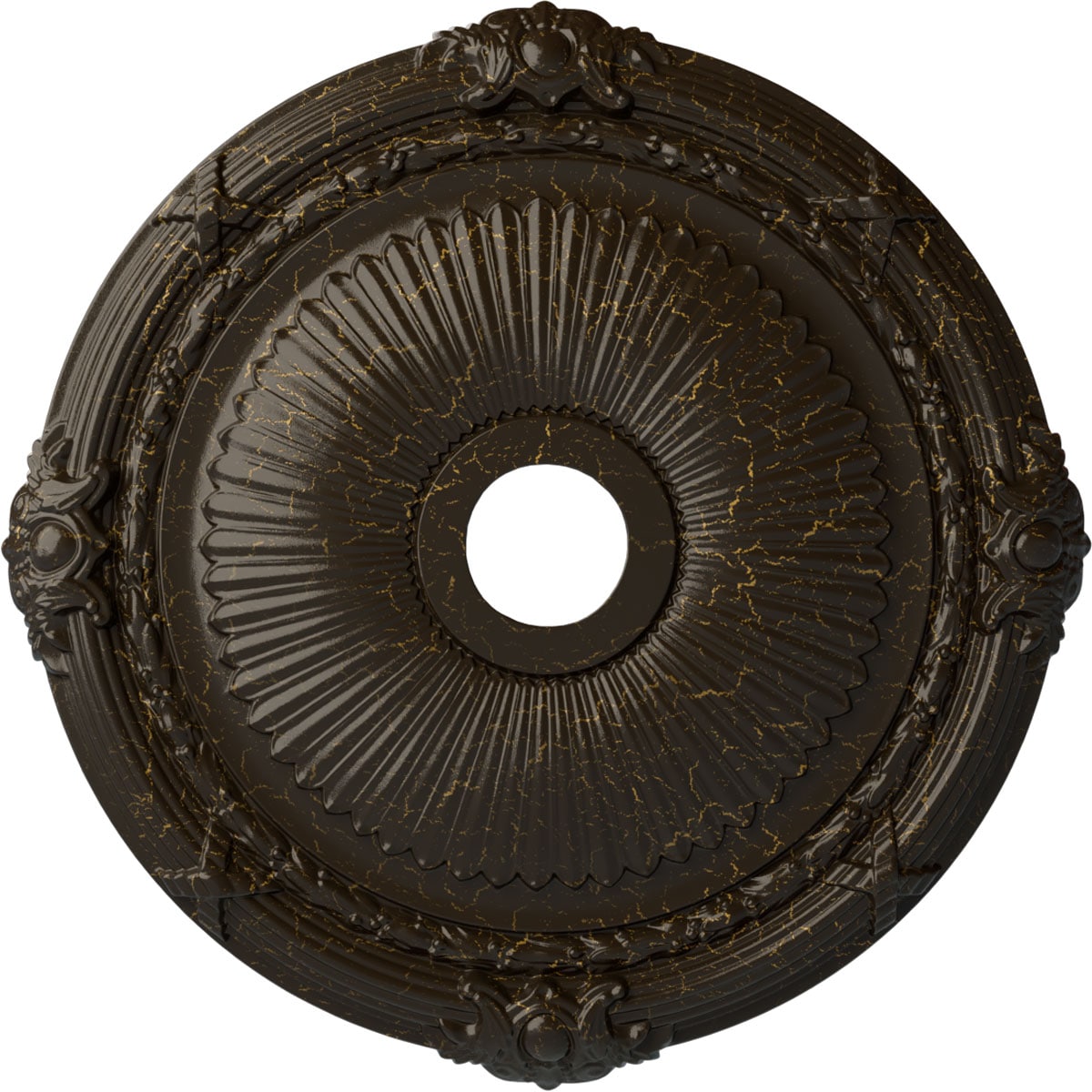 Ekena Millwork CM27HESHC Heaton 27.5-in W x 27.5-in L Painted Stone Hearth Crackle Polyurethane Whole Ceiling Medallion