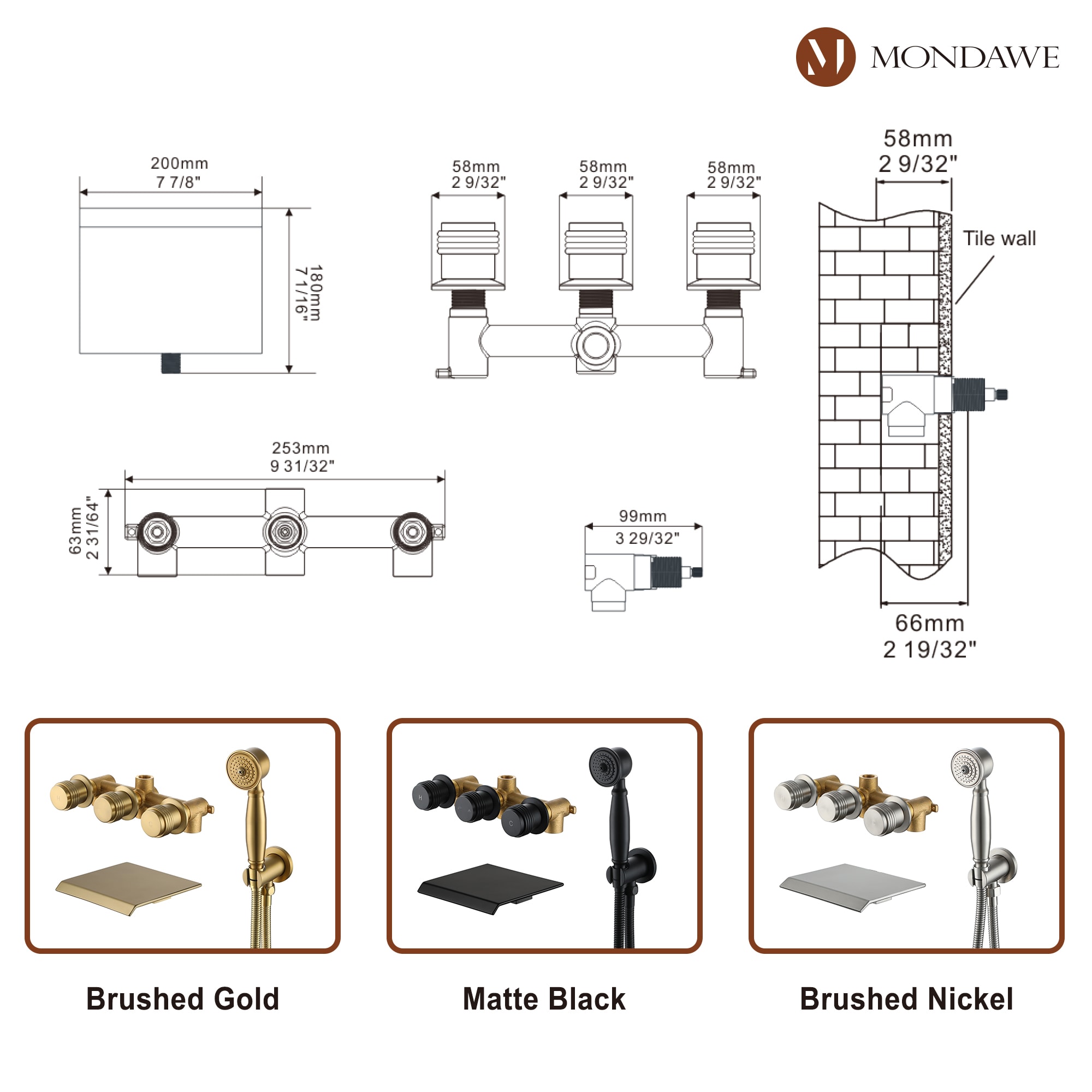 Mondawe WF-5701-BN Roman-Tub-Faucets - View #10