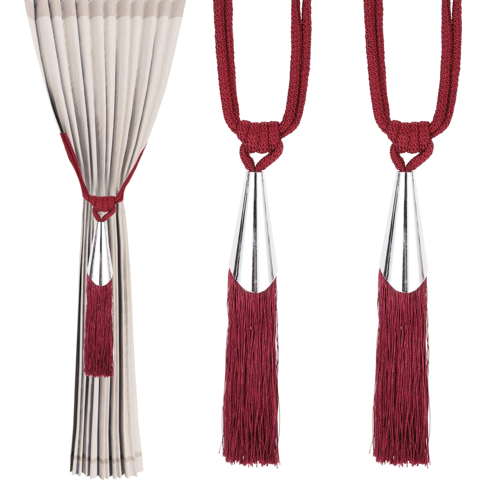 PATIKIL - Curtain Tassel Tiebacks 2 Pack 28inch Curtain Holdbacks Rope with Tassel Handmade Tie B...