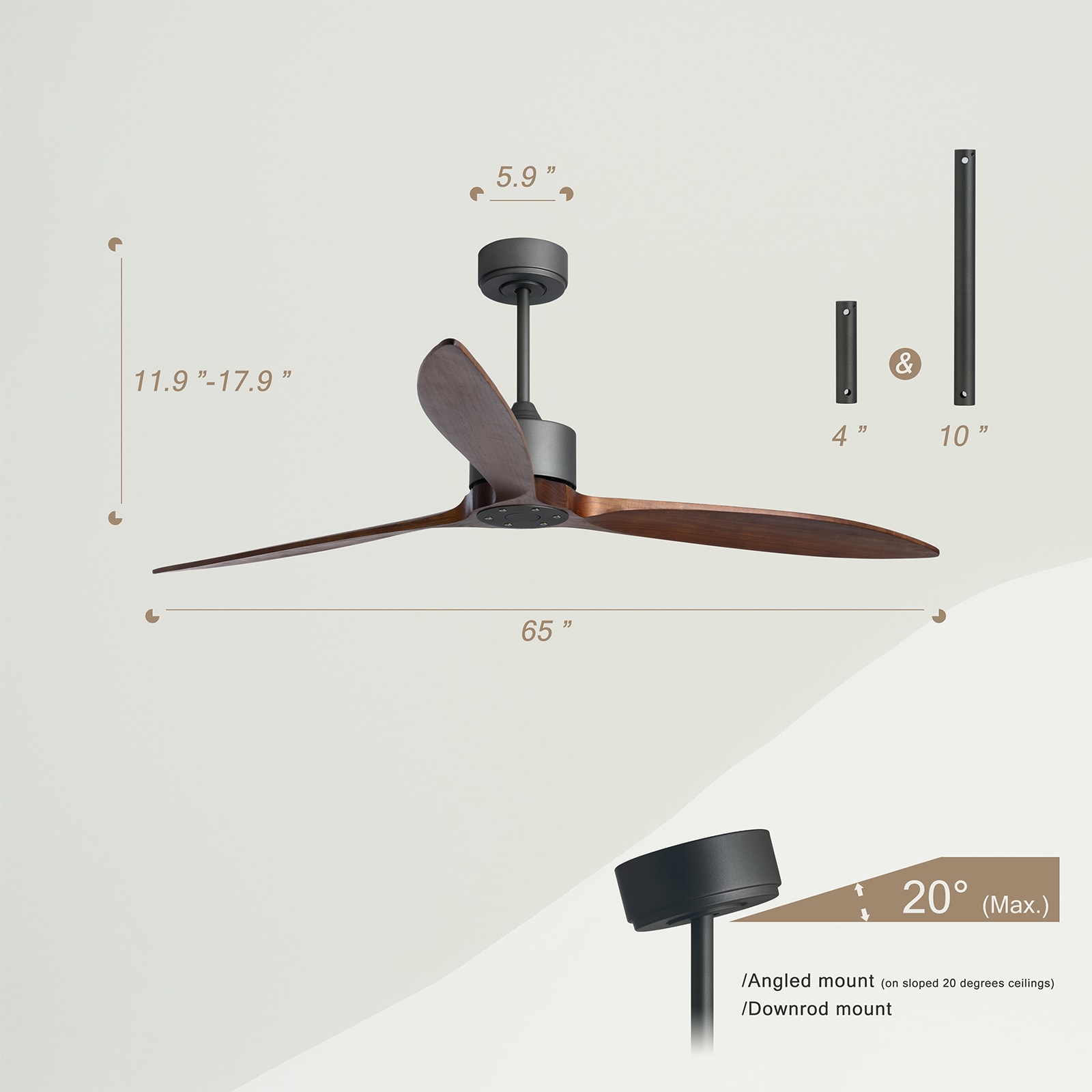 WELLFOR GASL021WT Ceiling-Fans - View #2