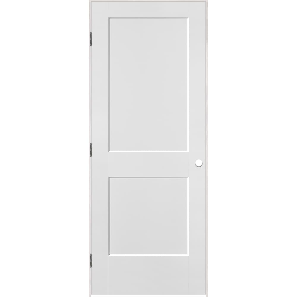 32-in x 80-in White Hollow Core 2-panel Square Right Hand Smooth Primed Molded Composite Flat Jamb Single Prehung Interior Door | - Masonite 1164072