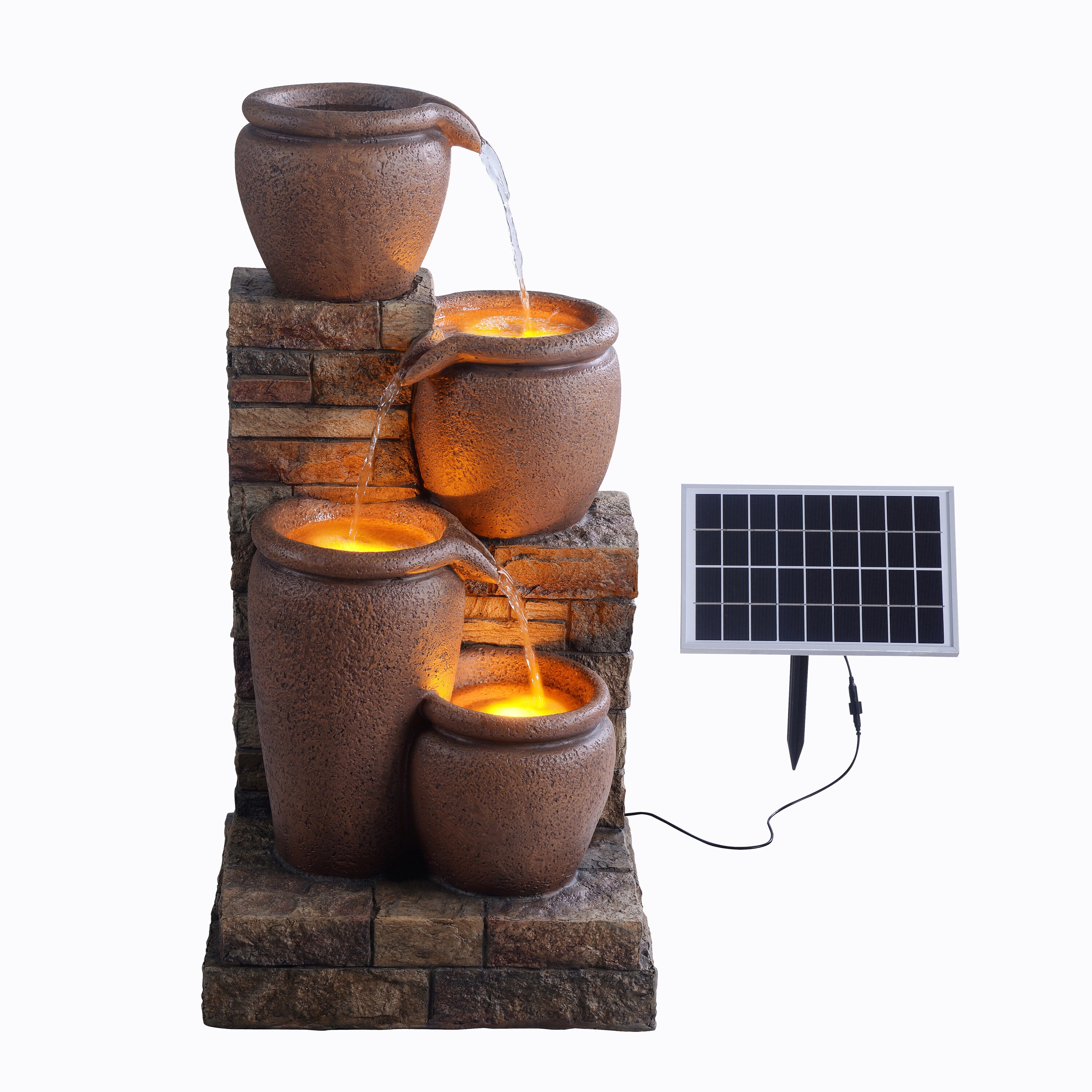Teamson Home RJ-23063 30.71-in H Resin Solar Powered Tiered Outdoor Fountain Pump Included