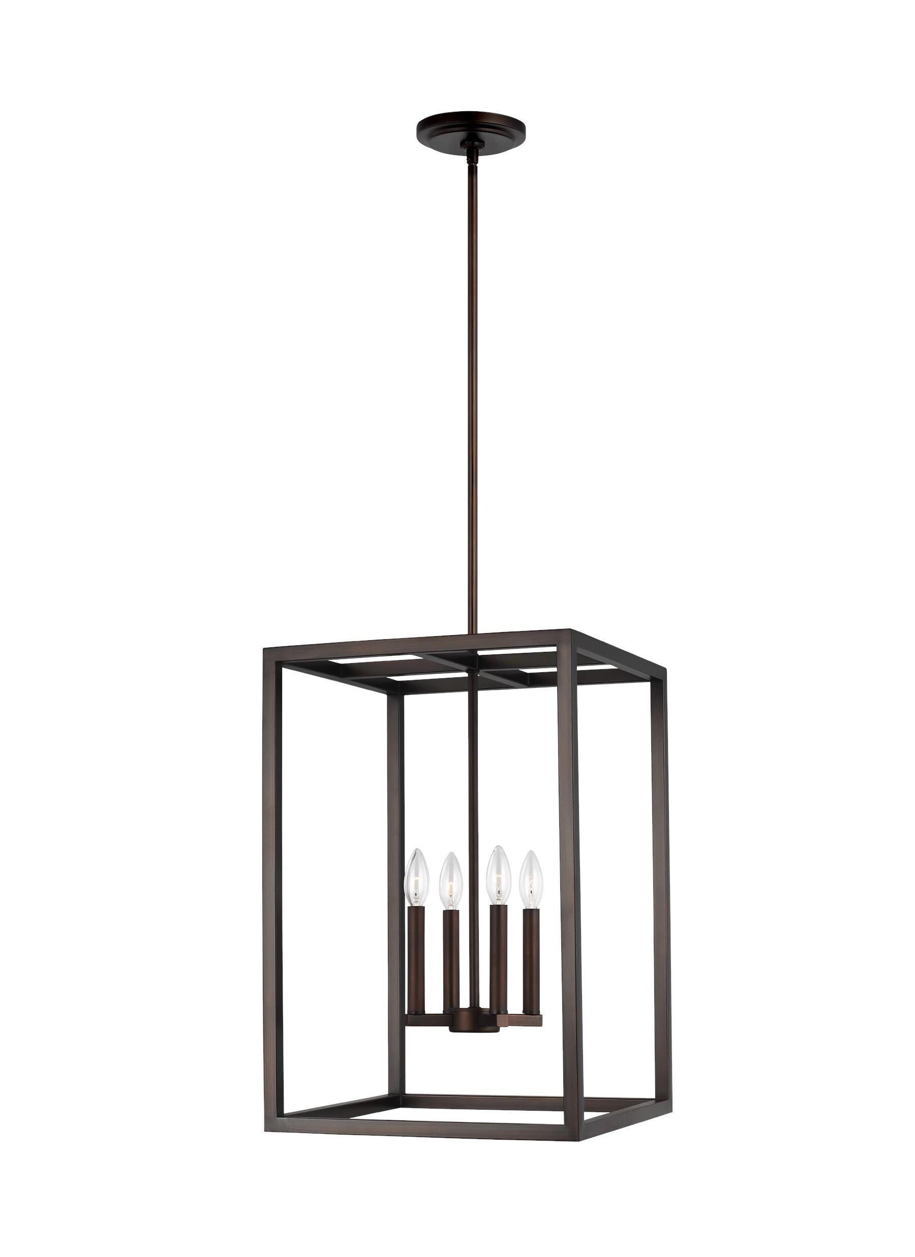 Generation Lighting 5134504EN-710 Moffet Street 4 -Light Bronze Industrial Geometric Large Hanging Pendant light