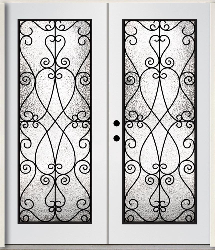 RELIABILT LO921862 72-in x 80-in x 4-9/16-in Fiberglass Full lite Right-hand inswing Modern White Painted Prehung Double Front Door Insulating core