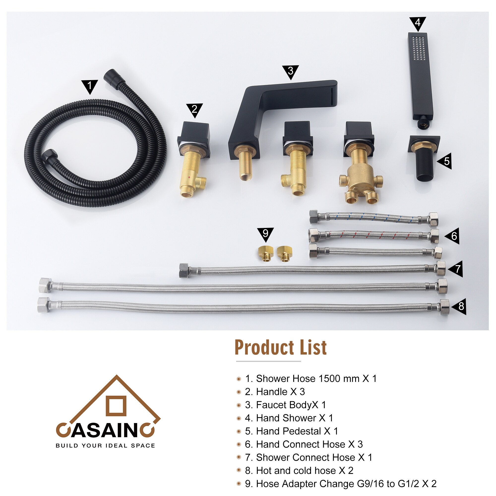 CASAINC M5437-MB Roman-Tub-Faucets - View #2