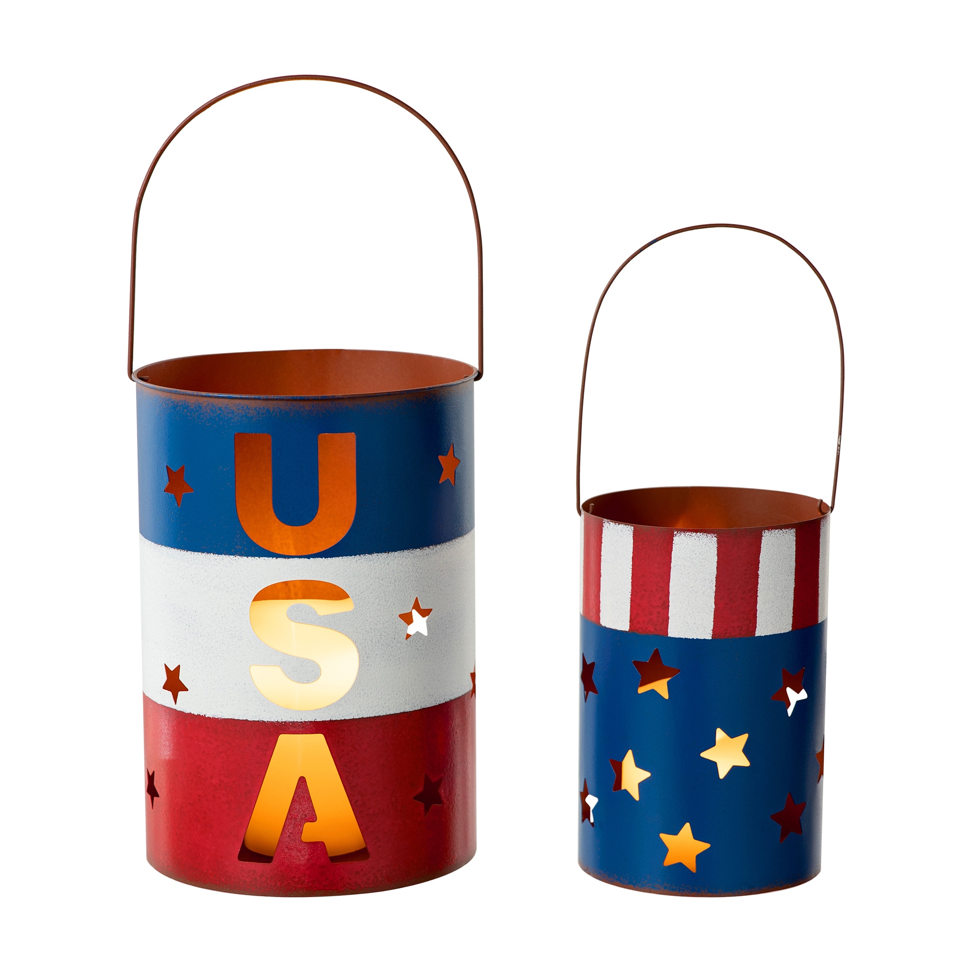 Glitzhome 2003900010 Metal Indoor/Outdoor Hanging decoration Stars 4th of July Decor