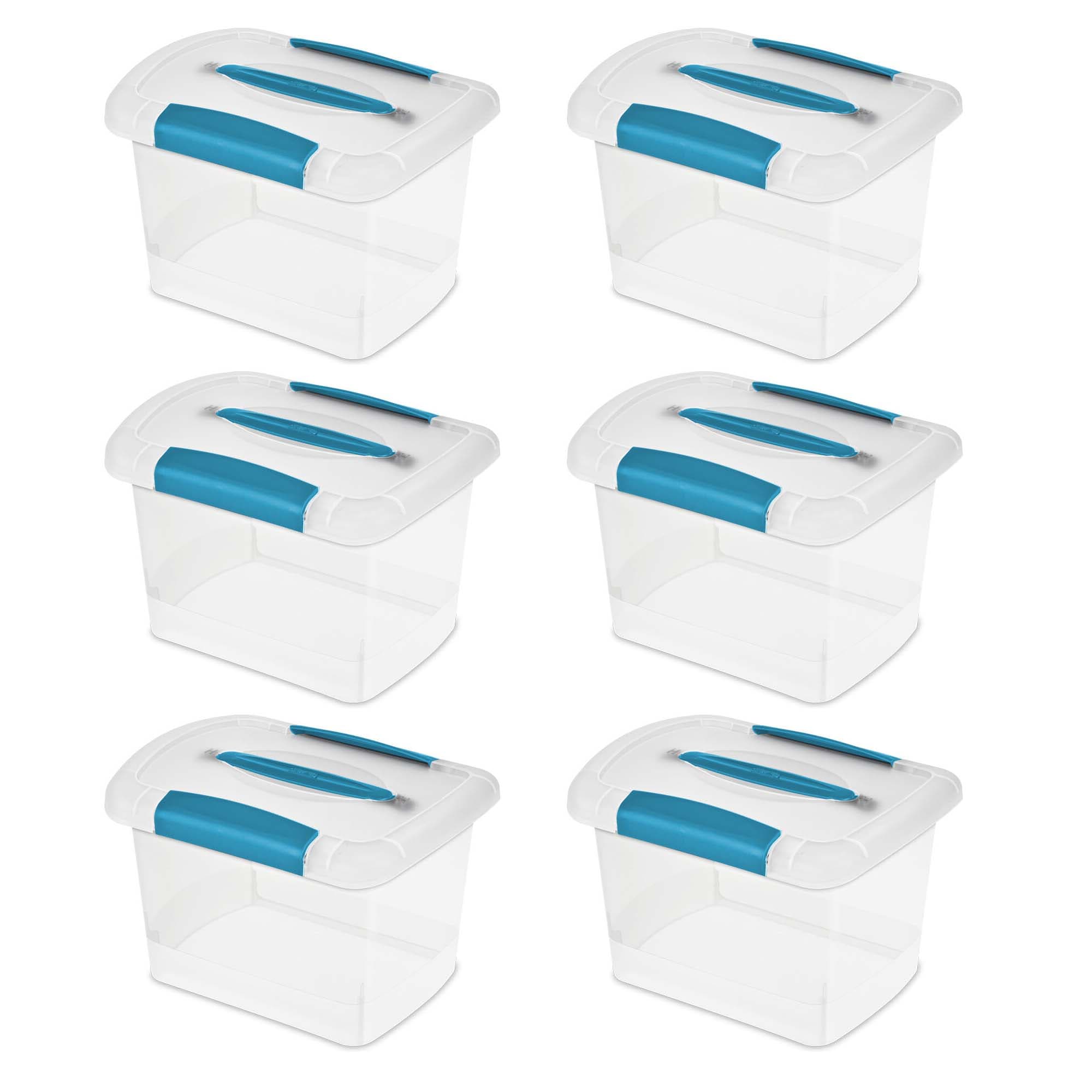  Sterilite Large Nesting ShowOffs, Stackable Small Storage Bin  with Latching Lid and Handle, Plastic Container to Organize Office Files,  Clear, 6-Pack : Pet Supplies