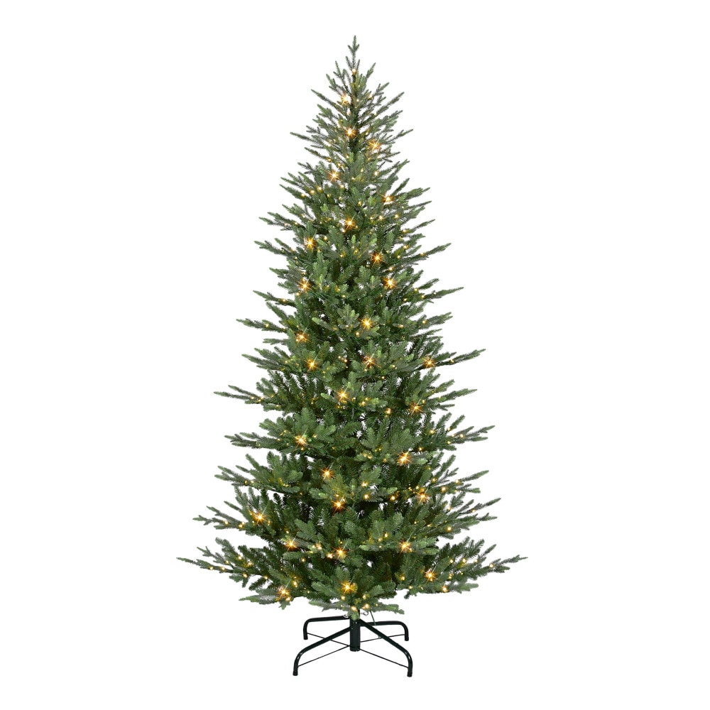 Puleo International AXGSLA-75QRLW6 7.5-ft Spruce Pre-lit Slim Artificial Christmas Tree with White LED Lights
