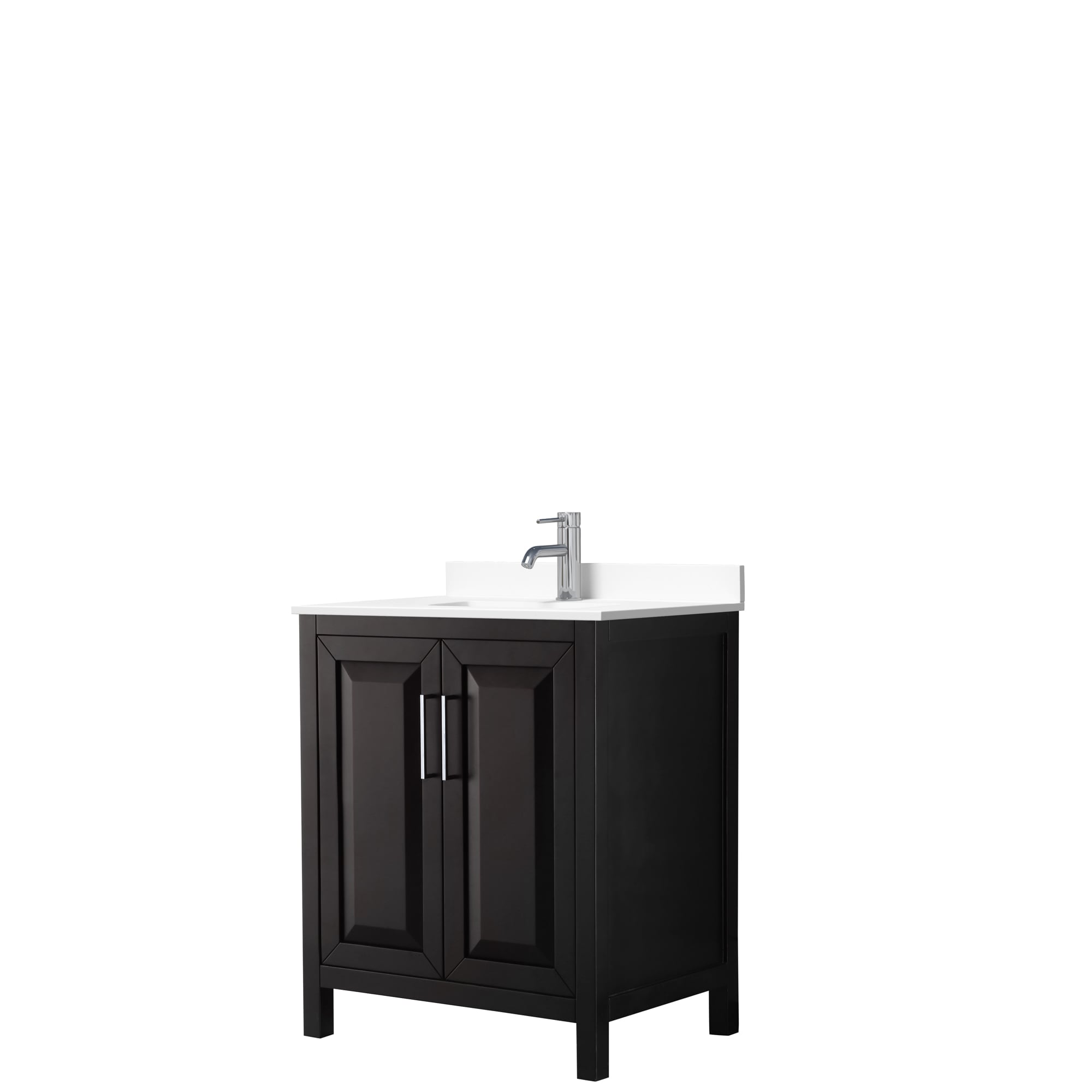 Wyndham Collection WCV252530SDEWCUNSMXX Daria 30-in Dark Espresso with Polished Chrome Trim Undermount Single Sink Bathroom Vanity with White Cultured Marble Cultured Marble Top