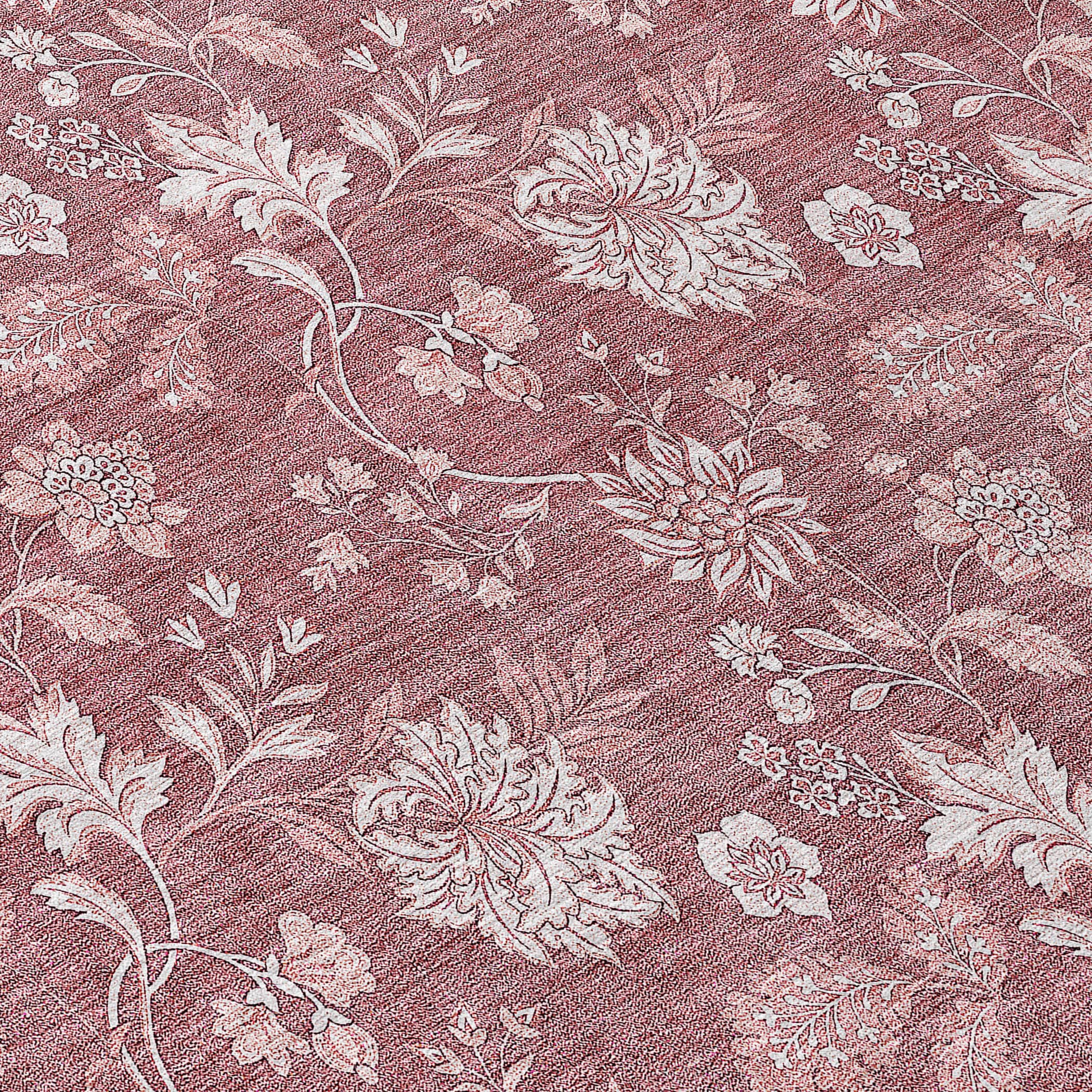 Blush Floral Synthetic 5' x 7' Washable Area Rug