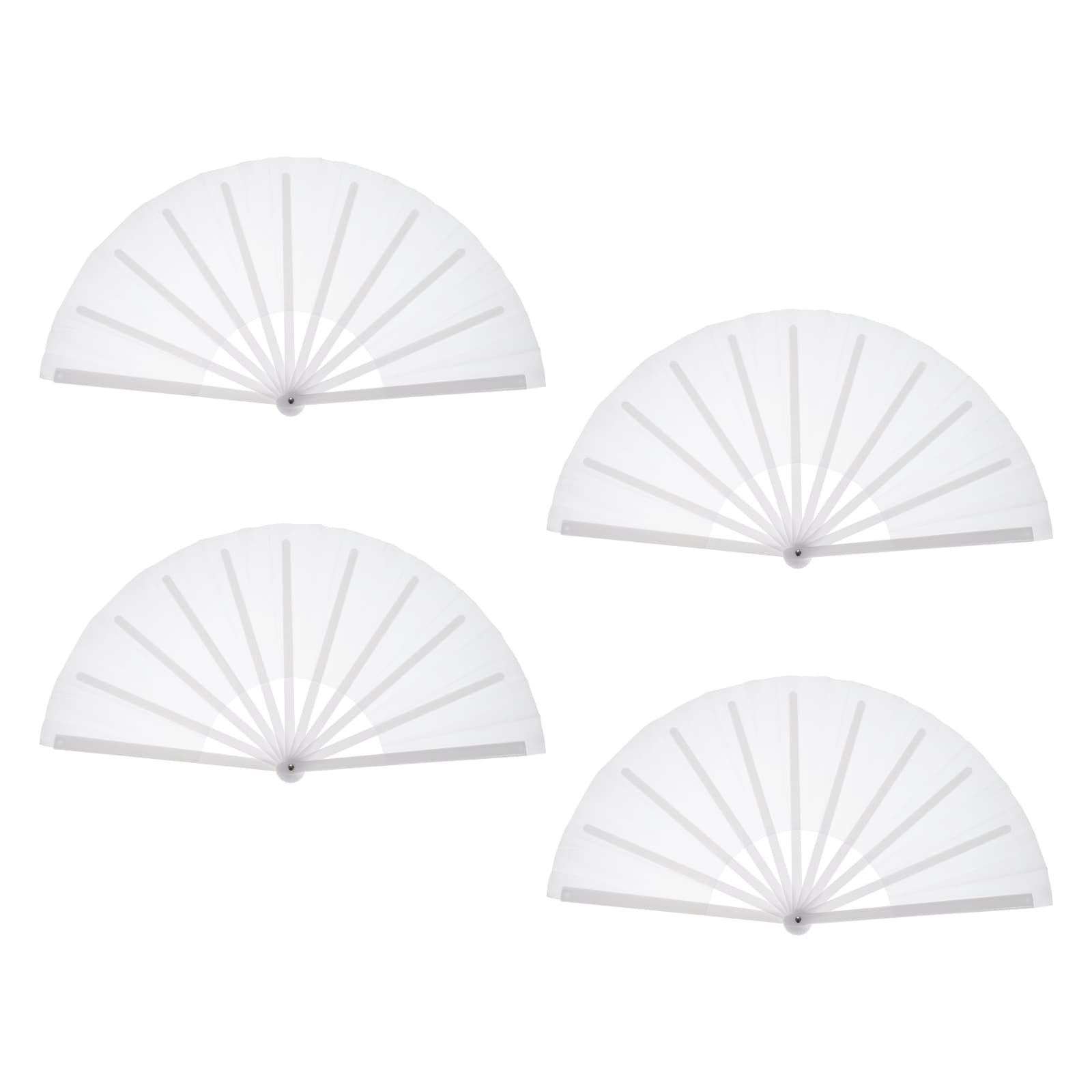 Unique Bargains Folding Fan Vintage Handheld Fans Plastic Folding Hand Fan Craft Folding Fan for Halloween Party Wedding Dancing Decoration Gifts 64 33cm 25.2 13 Inch Pack of 4 (Pure White)
