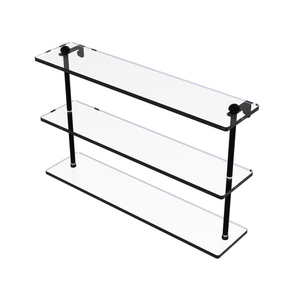 Allied Brass RC-5/22-BKM Matte Black 3-Tier Wall Mount Bathroom Shelf (22-in X 15-in X 5-in)