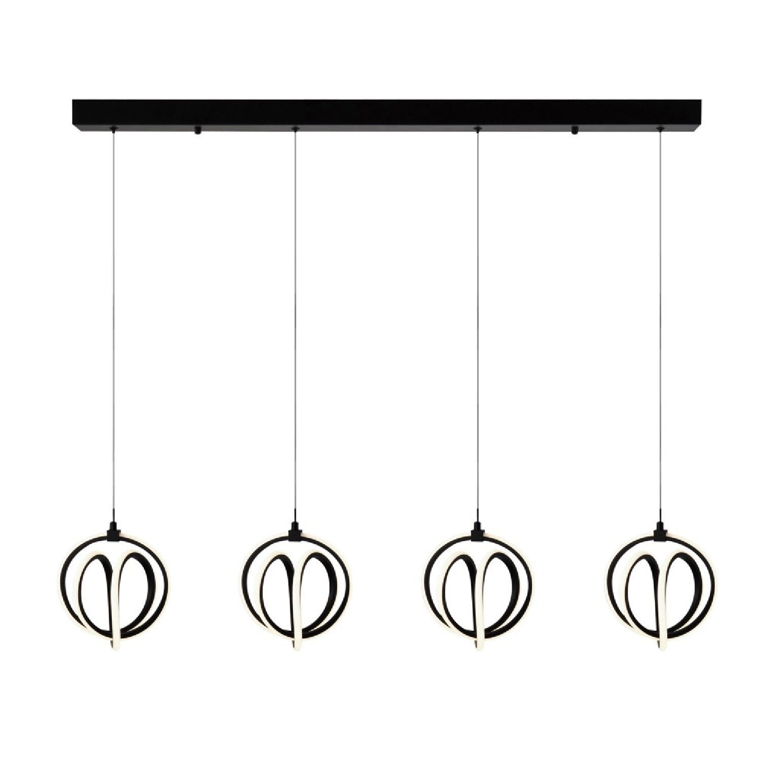 ARTCRAFT AC6734BK Rose Collection 4-Light Black Modern/Contemporary LED Dry rated Chandelier