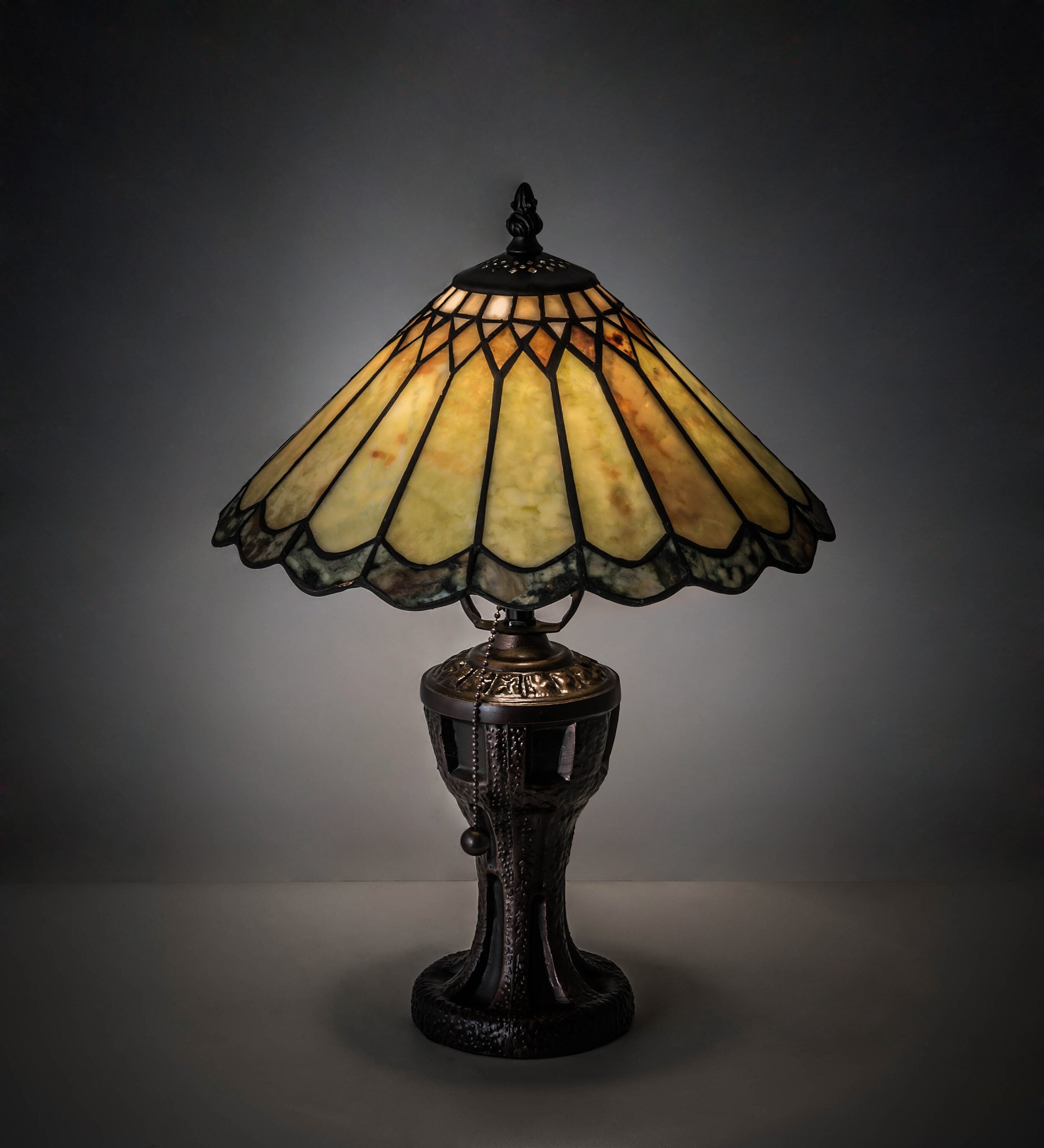 Meyda Tiffany Lighting 224113 Carousel Jadestone Mahogany Bronze Table Lamp with Tiffany-style Shade