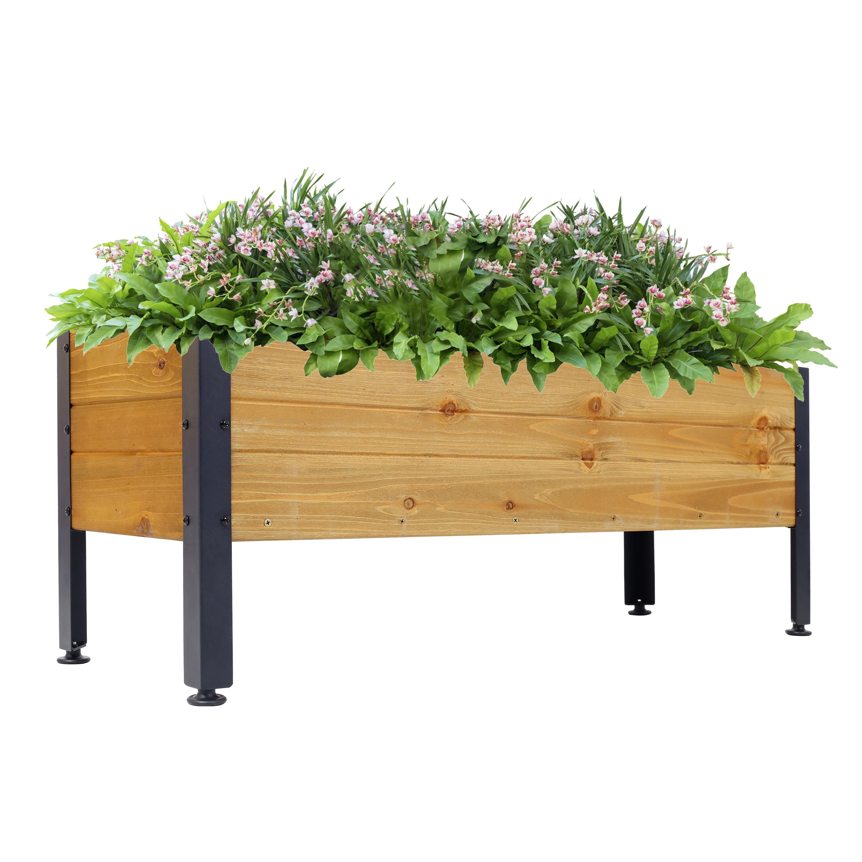 CESICIA 10ROS 2.05-cu ft 12.75-in W x 37-in L x 14.75-in H Black+Brown Wood Raised Garden Bed