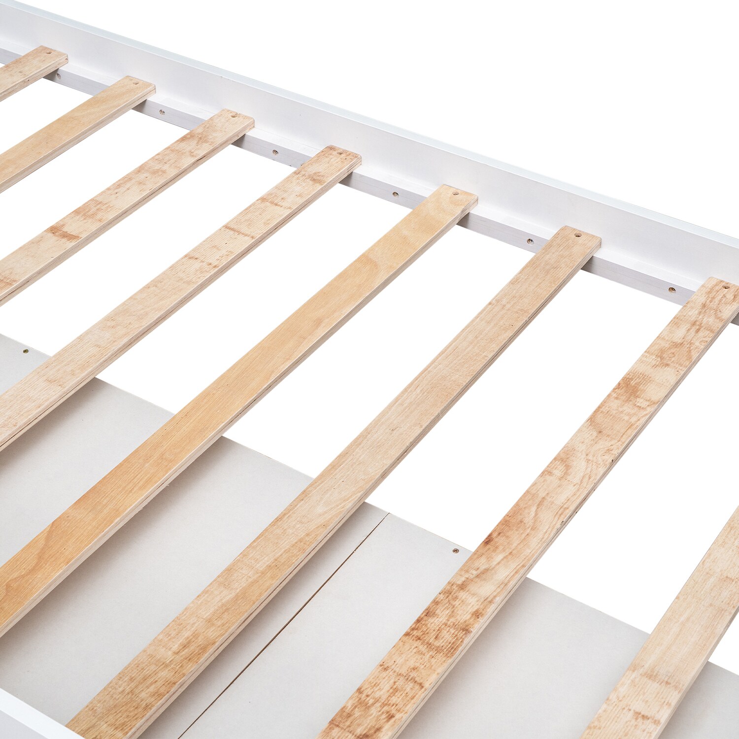 Bybafun White Twin Wood Bed Frame with Storage in the Beds department ...