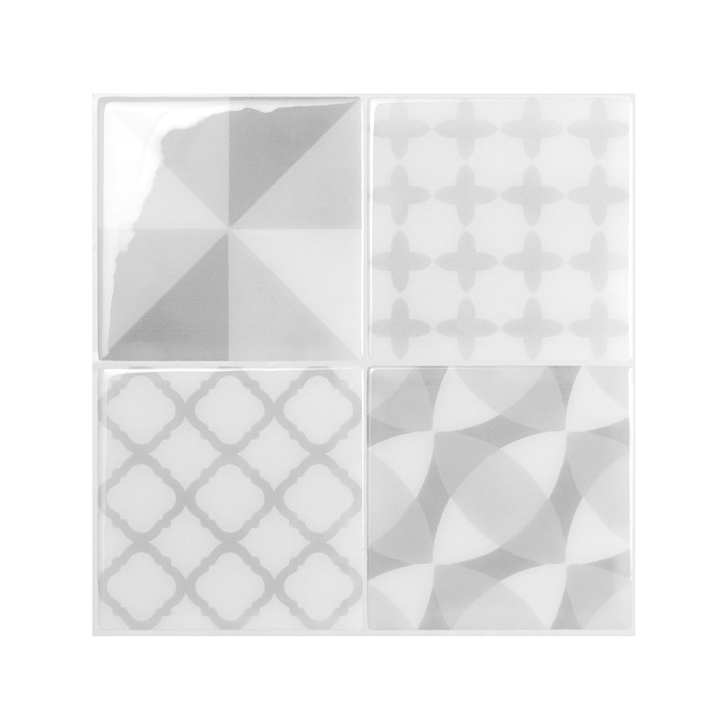 Smart Tiles SM1202G-04-QG Vintage Leone Gray 9-in x 9-in Glossy Resin Mixed Pattern Patterned Peel and Stick Wall Tile (2.22-sq. ft/ Carton)
